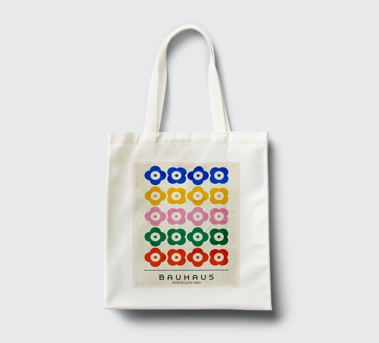 Manifesto floreale della mostra Bauhaus 1923 borsa in juta da Ashley Studio