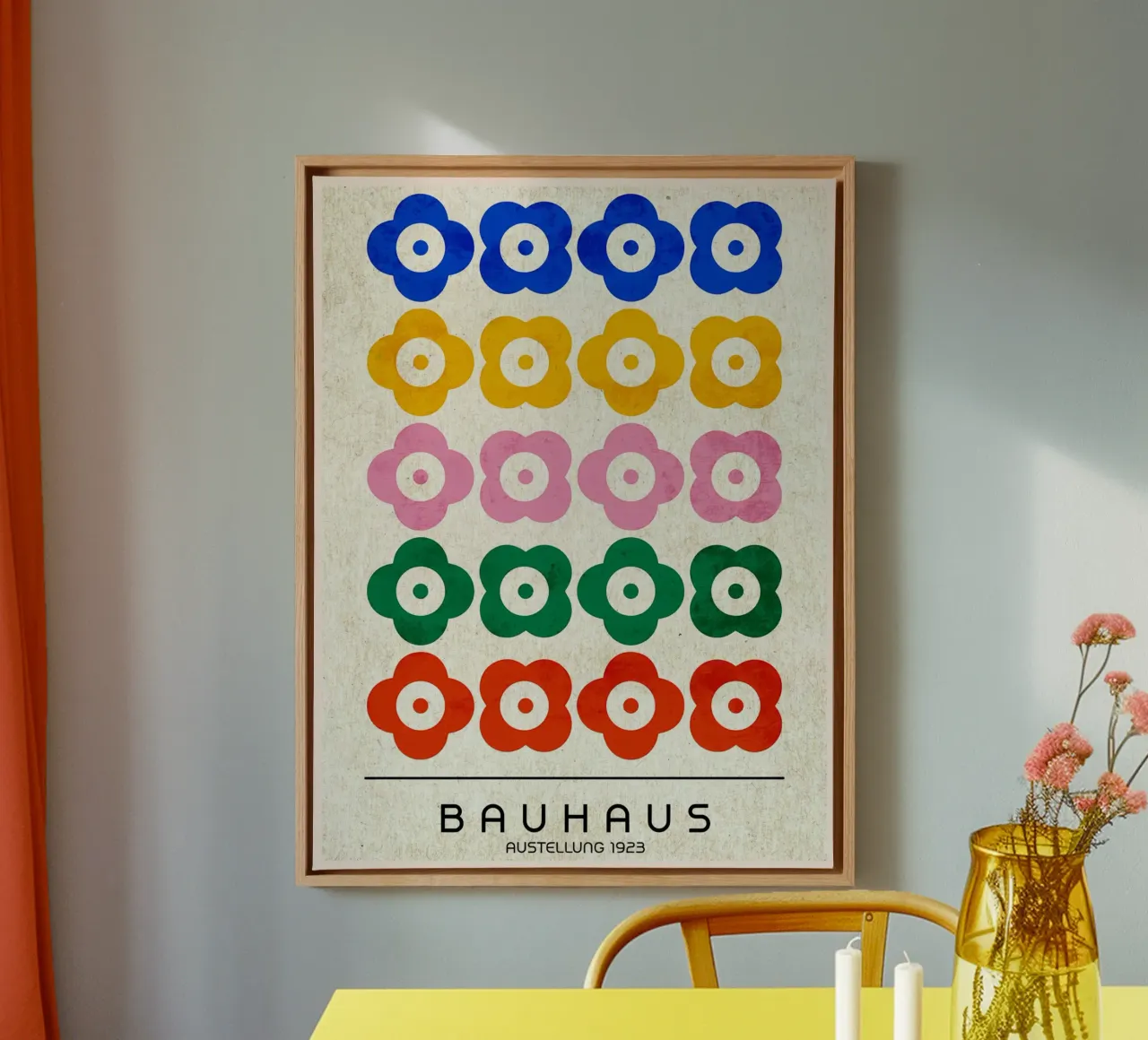 Bauhaus Tentoonstelling 1923 Bloemenaffiche canvas met Baklijst van Ashley Studio