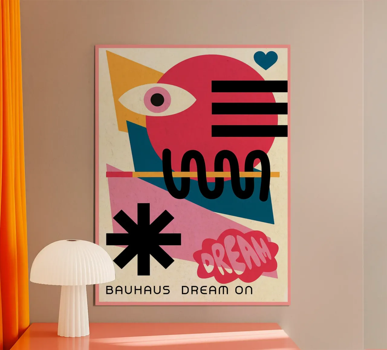 Sogno Bauhaus sull'arte astratta poster con telaio in alluminio da Ashley Studio