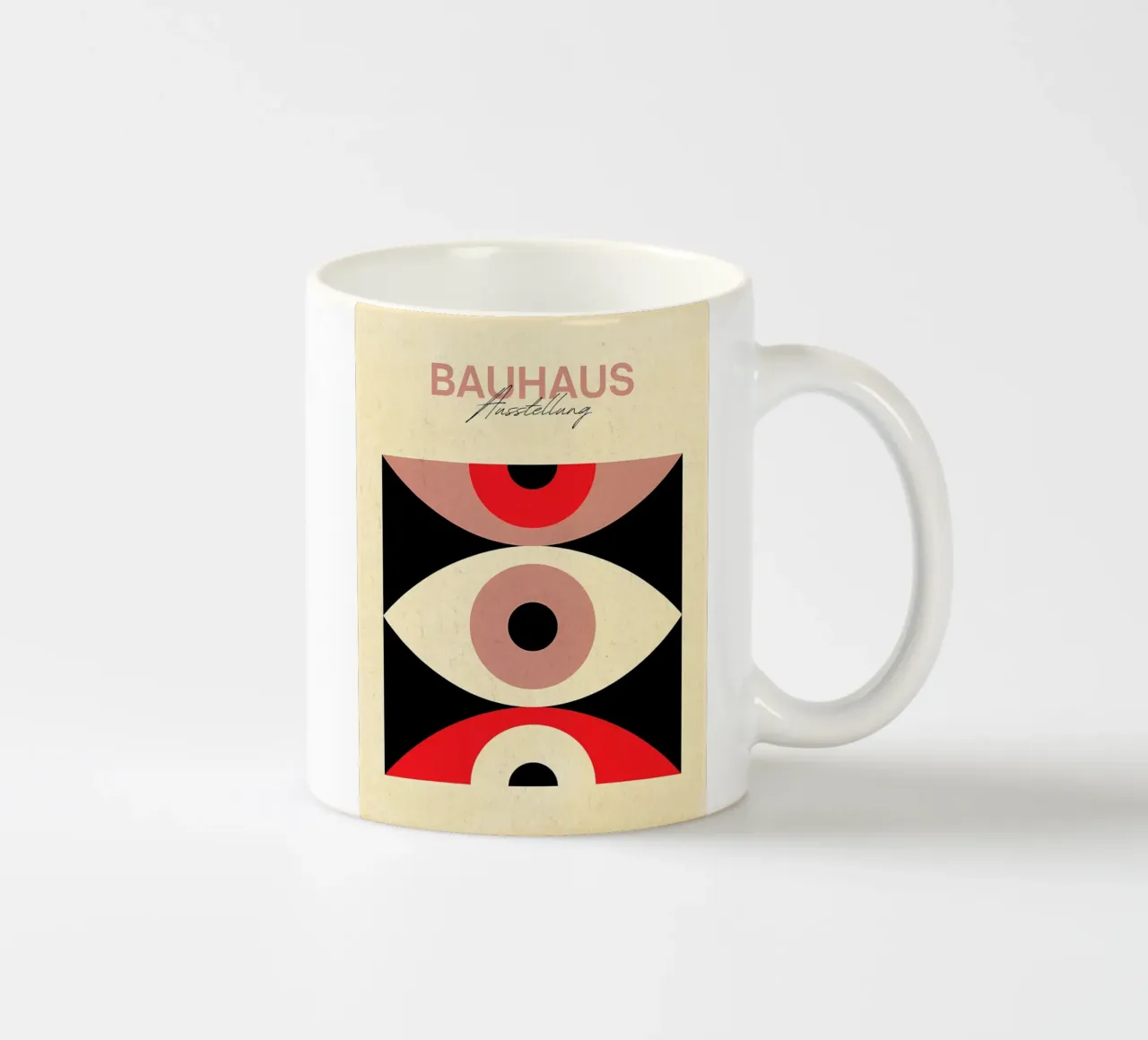 Poster della mostra Bauhaus Occhio astratto tazza in ceramica da Ashley Studio