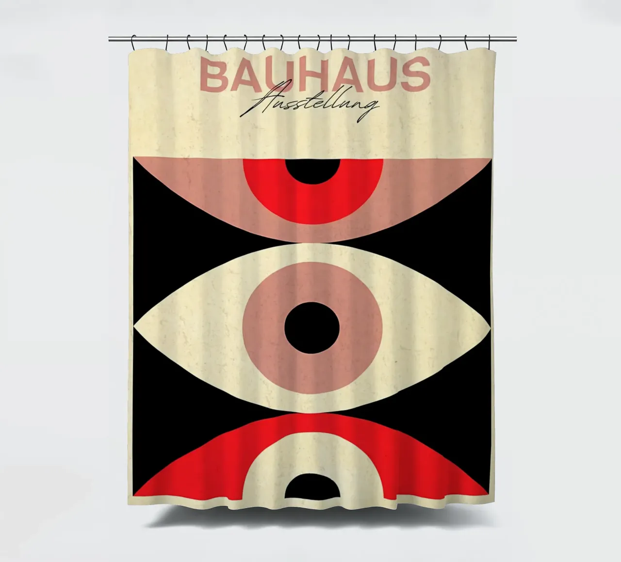 Poster della mostra Bauhaus Occhio astratto tenda da doccia da Ashley Studio