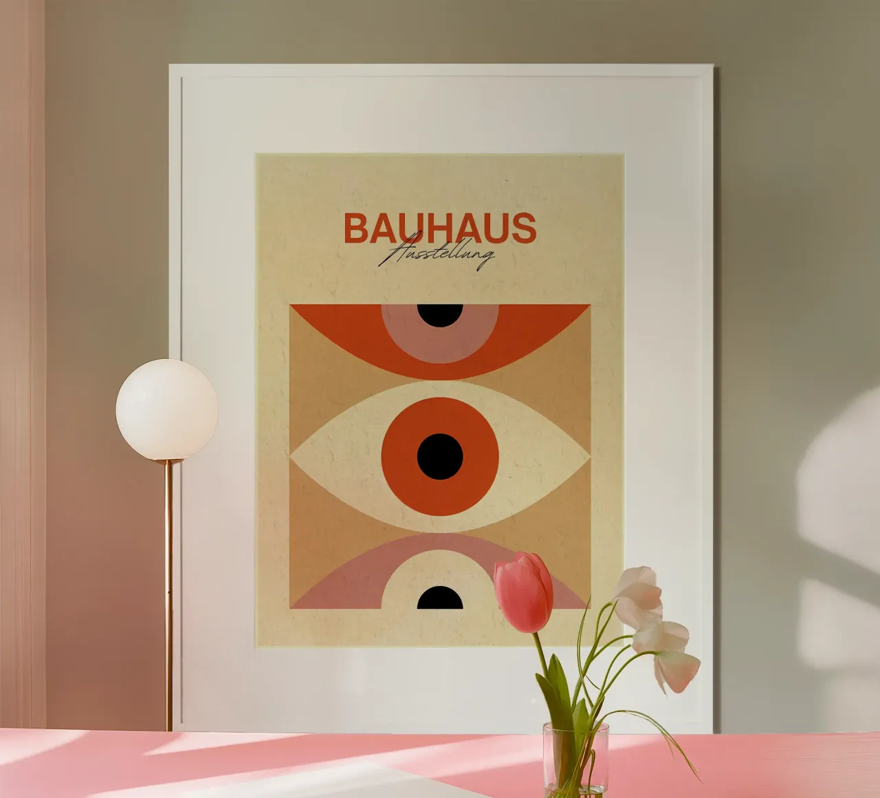 Mostra Bauhaus Arte astratta degli occhi poster con telaio in legno da Ashley Studio