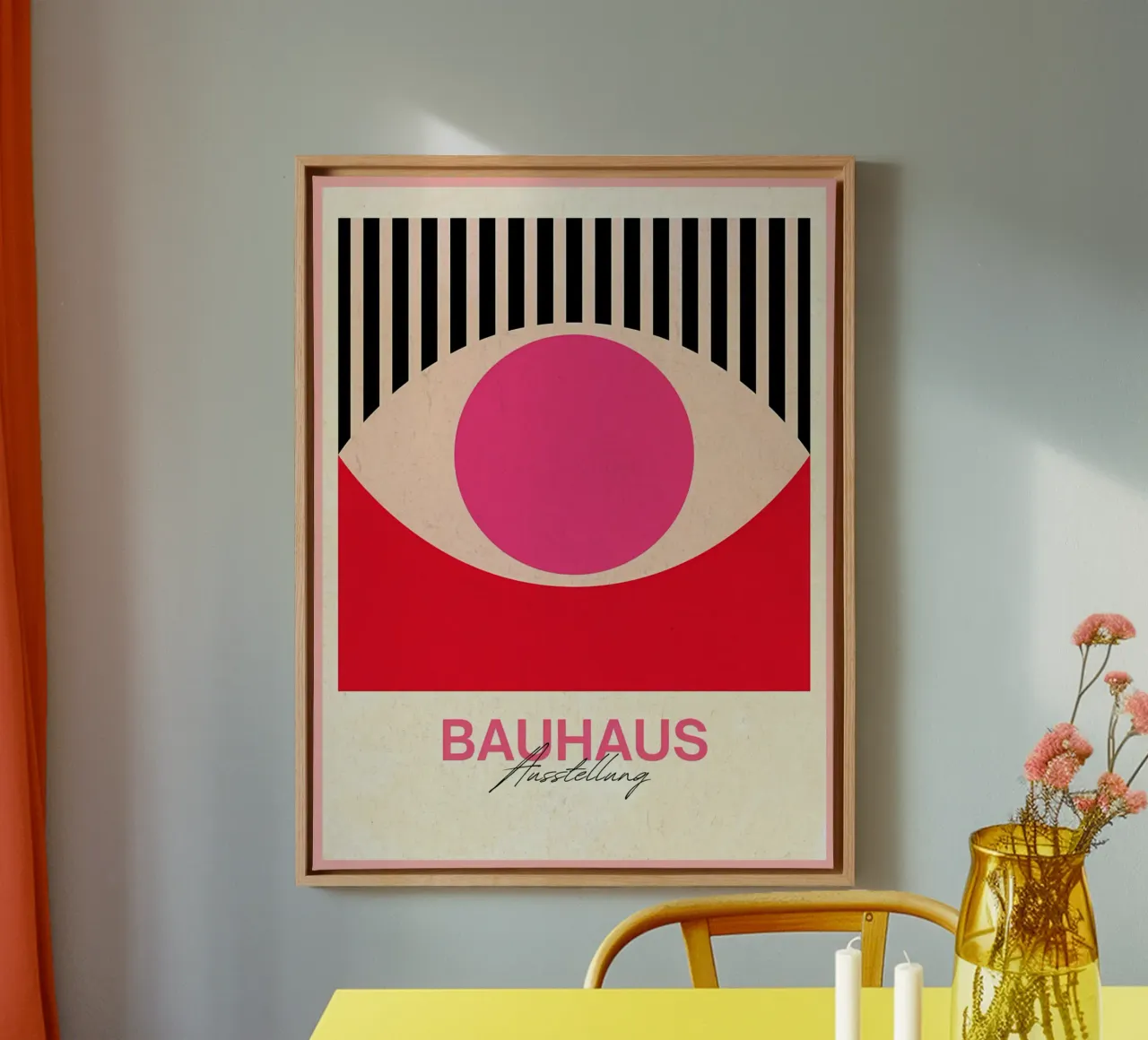 Poster d'arte astratta della mostra Bauhaus tela con Cornice a cassetta da Ashley Studio