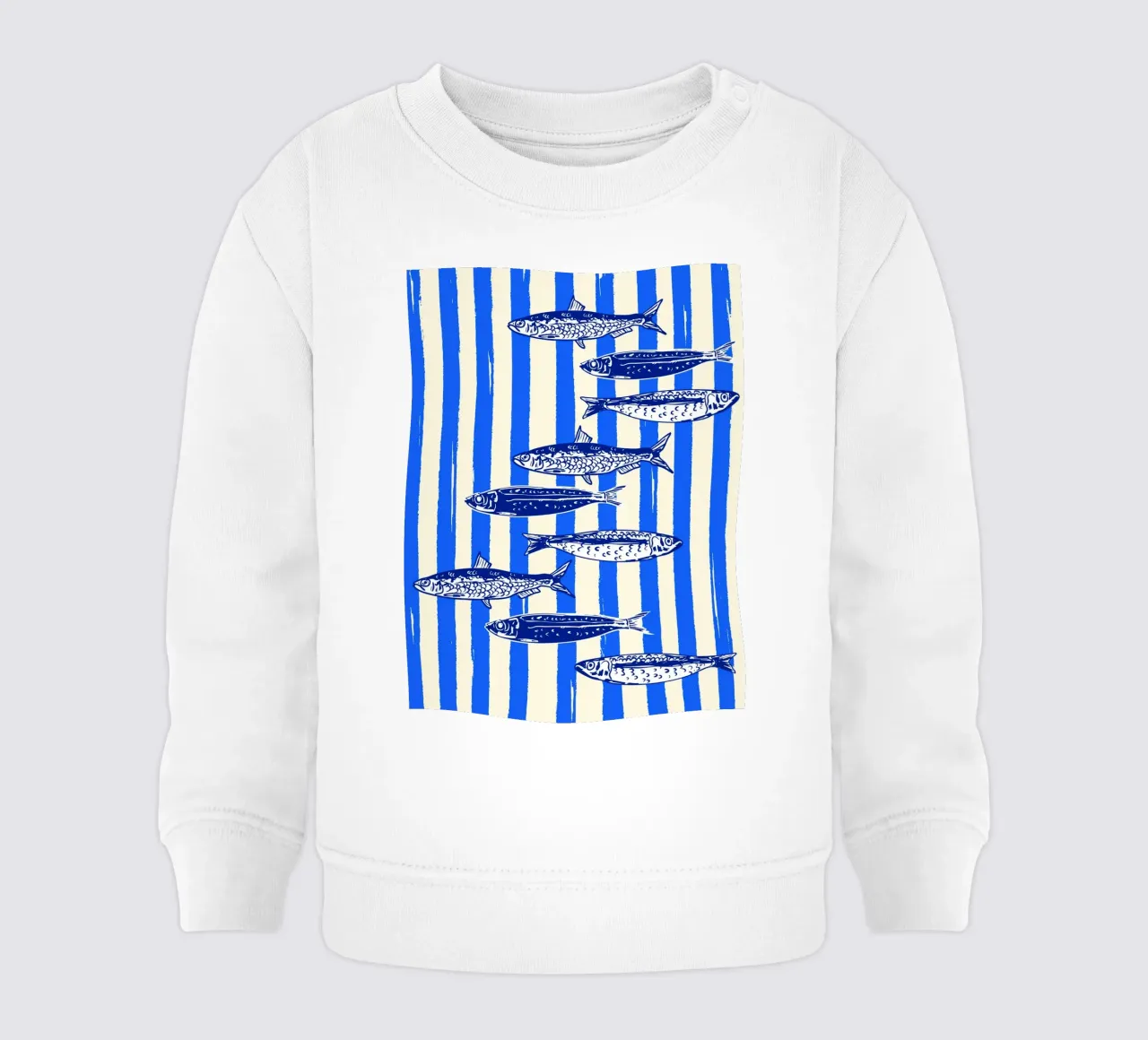 Sarde a strisce blu - Arte nautica minimale felpa neonato da EDMPROJECT