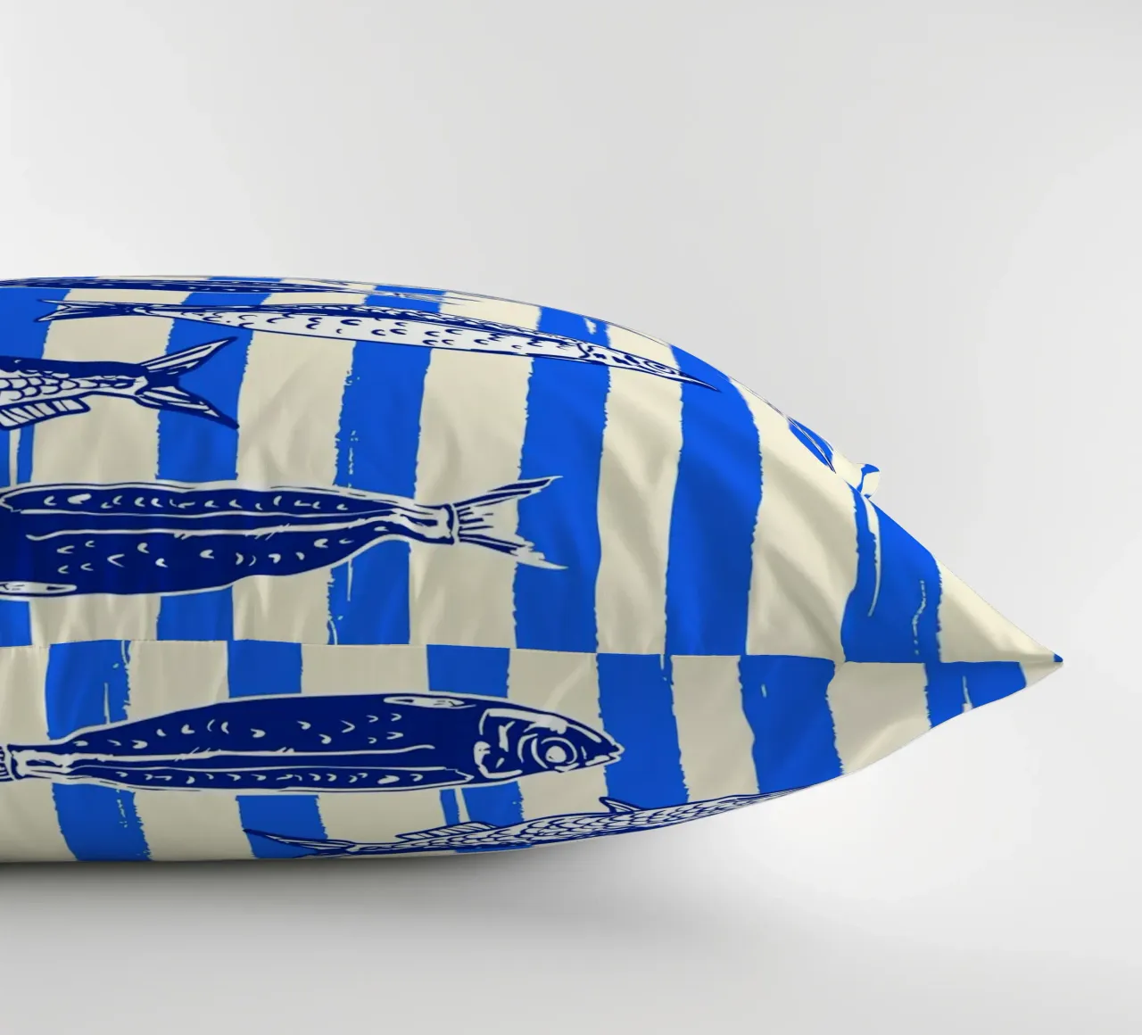 Blauwe Streep Sardines - Nautische Minimal Art kussen van EDMPROJECT