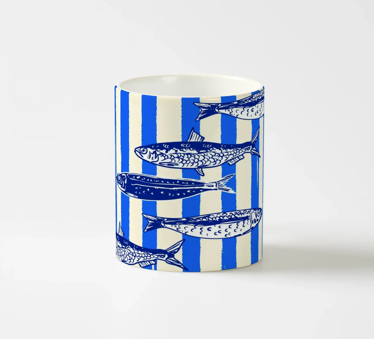 Sarde a strisce blu - Arte nautica minimale tazza in ceramica da EDMPROJECT