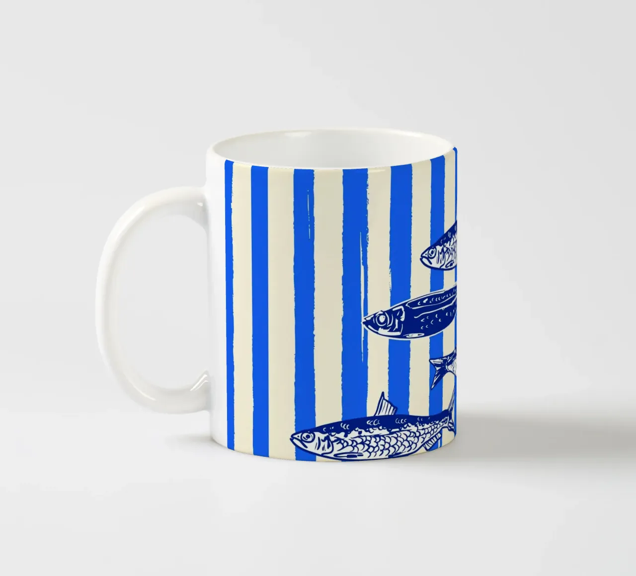 Sarde a strisce blu - Arte nautica minimale tazza in ceramica da EDMPROJECT