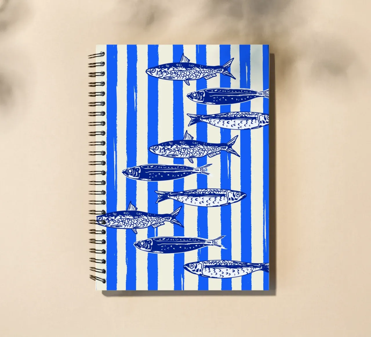 Blue Stripe Sardines – Nautical Minimal Art spiral notebook by EDMPROJECT