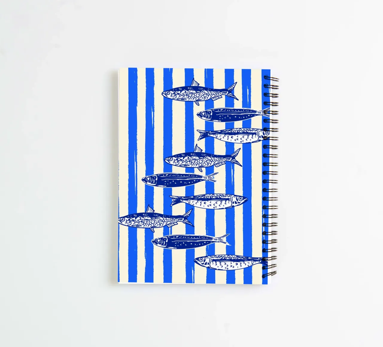 Blue Stripe Sardines – Nautical Minimal Art spiral notebook by EDMPROJECT