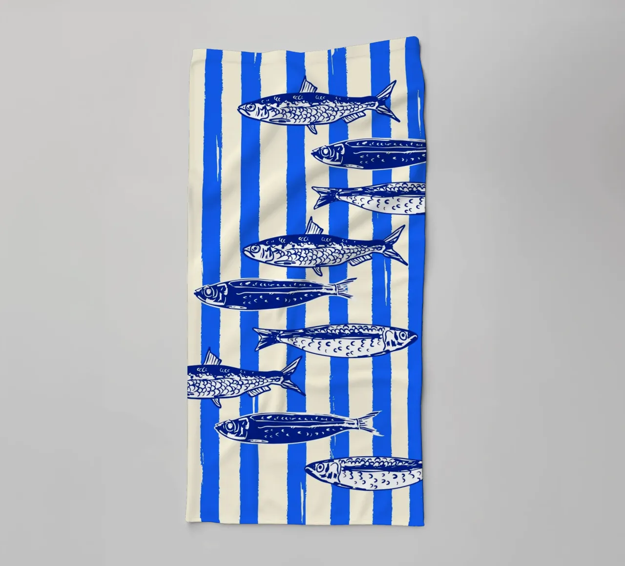 Blue Stripe Sardines – Nautical Minimal Art towel by EDMPROJECT