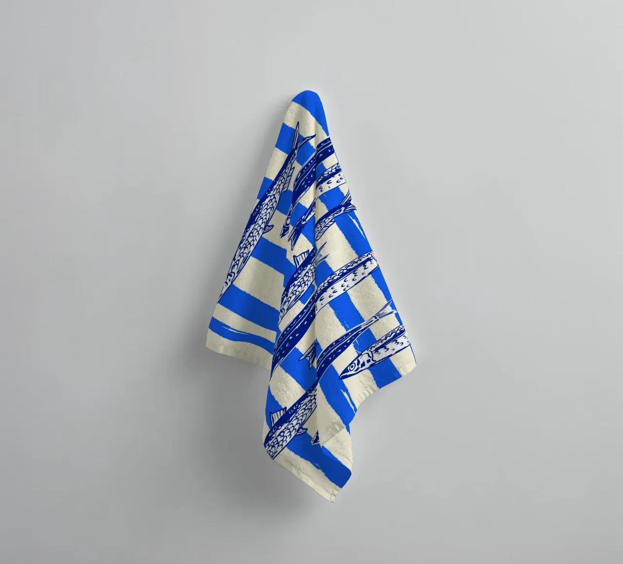 Blue Stripe Sardines – Nautical Minimal Art towel by EDMPROJECT