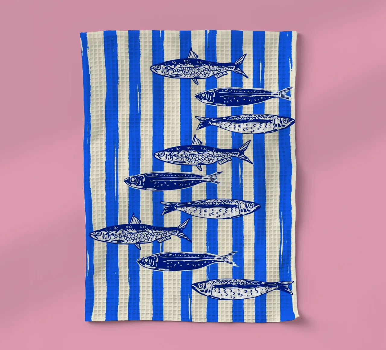 Sardines à rayures bleues - Art minimal nautique torchon de EDMPROJECT