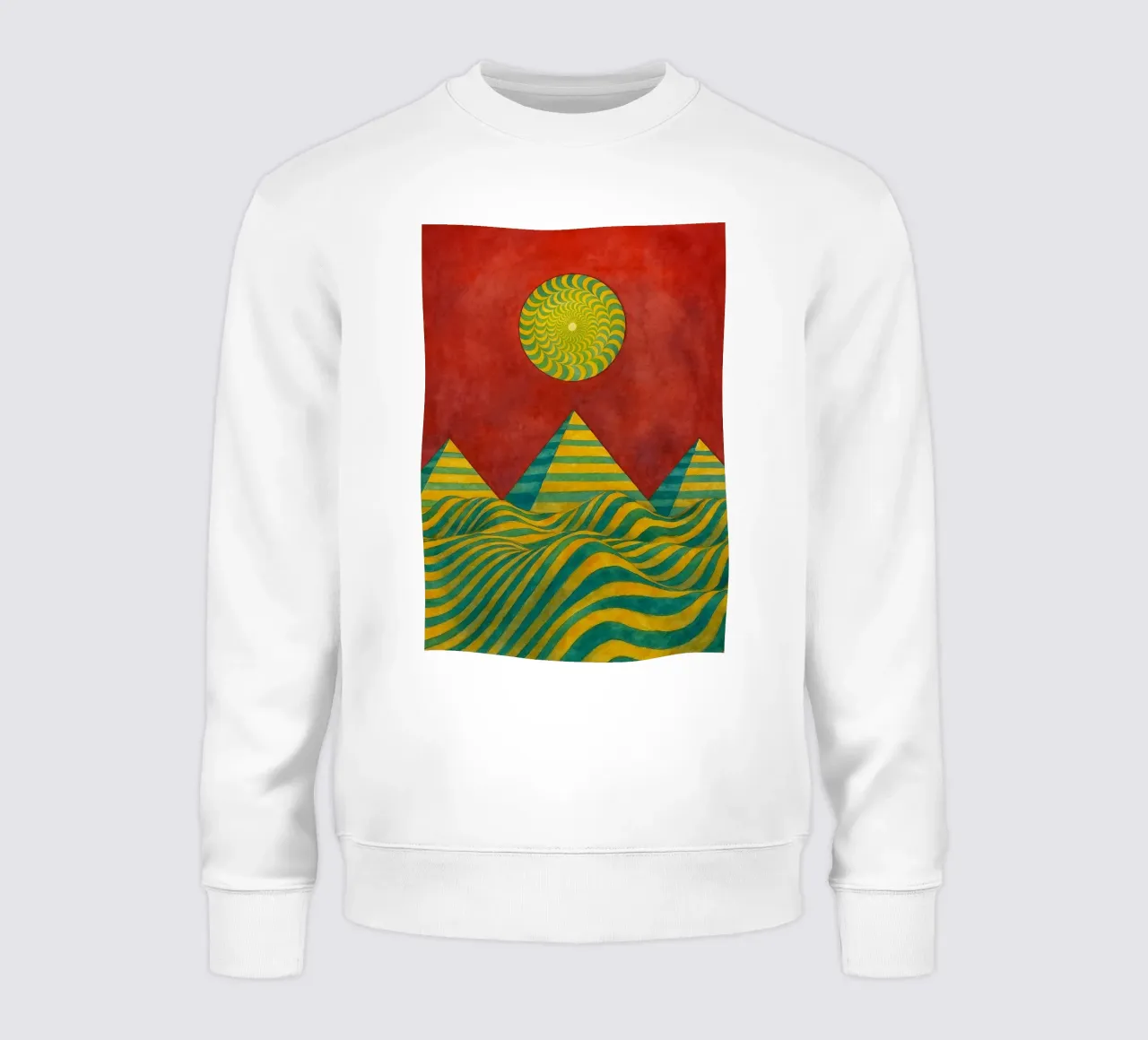 sun and mountain abstract drawing ilustration sweatshirt by Permatax