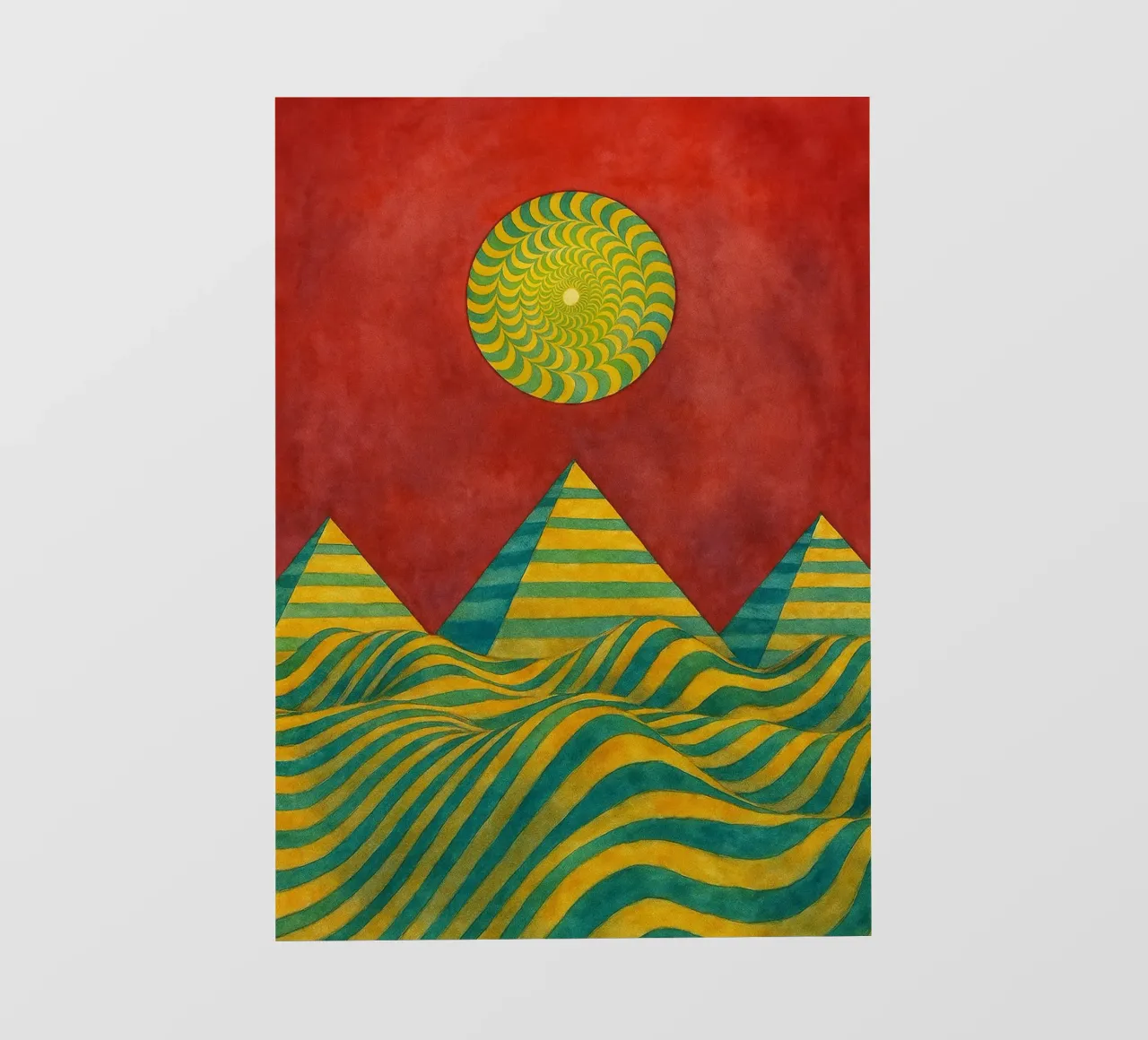 sun and mountain abstract drawing ilustration backlit film by Permatax