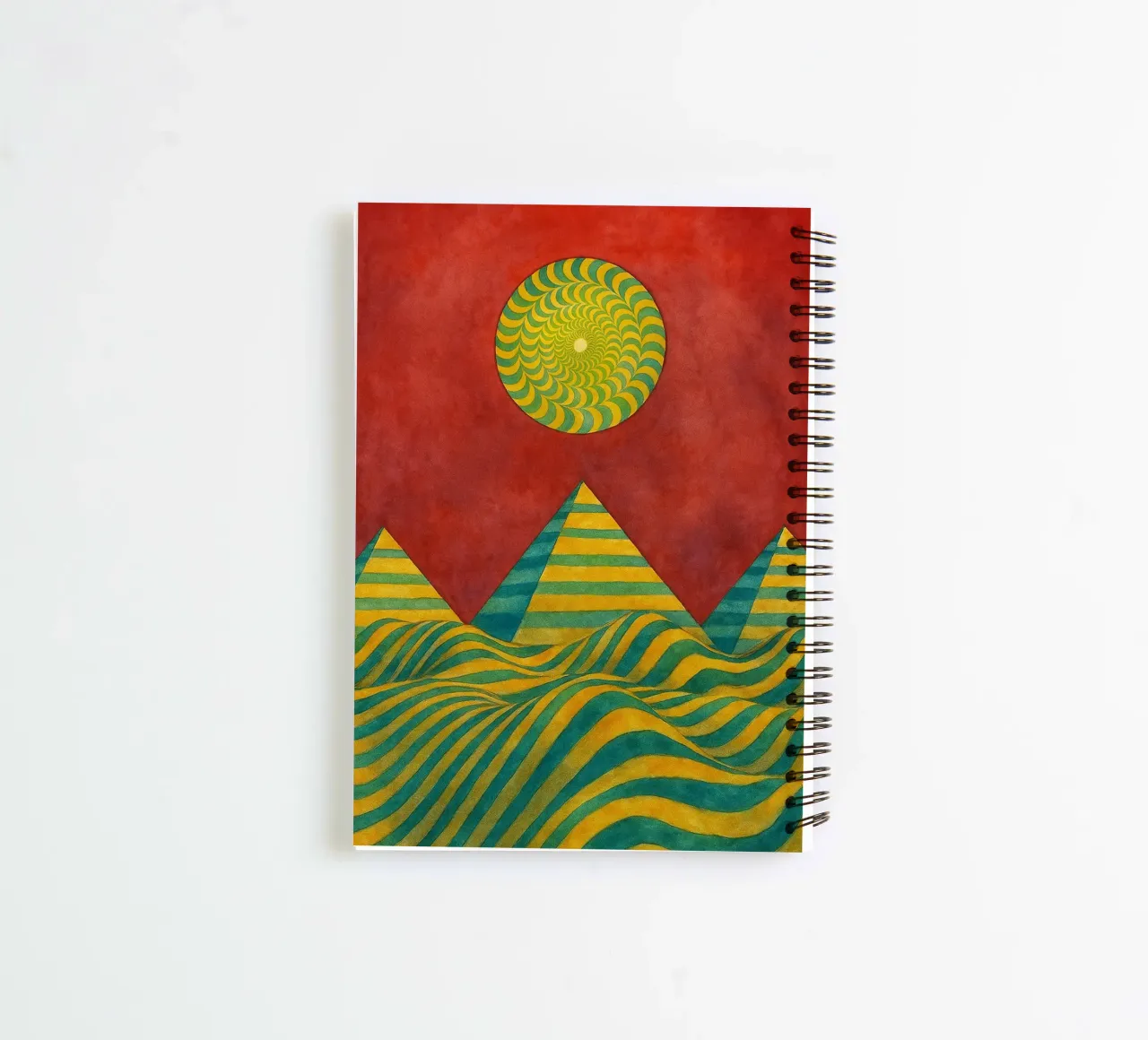 sun and mountain abstract drawing ilustration spiral notebook by Permatax