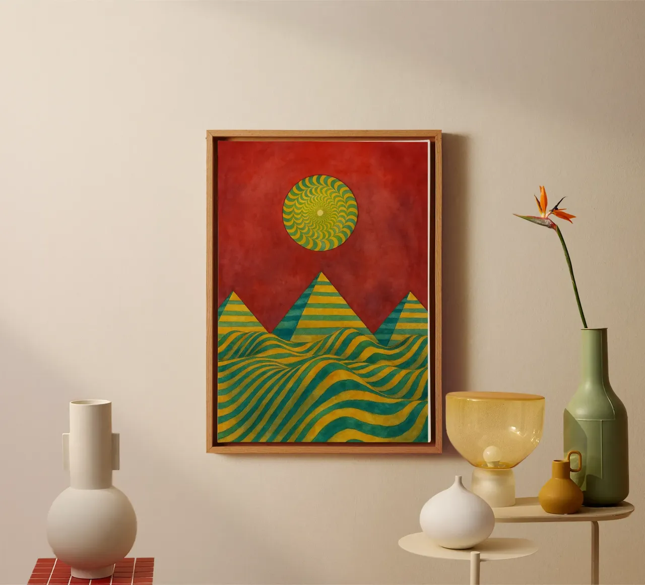 Sonne und Berg abstrakte Zeichnung ilustration Leinwand von Permatax