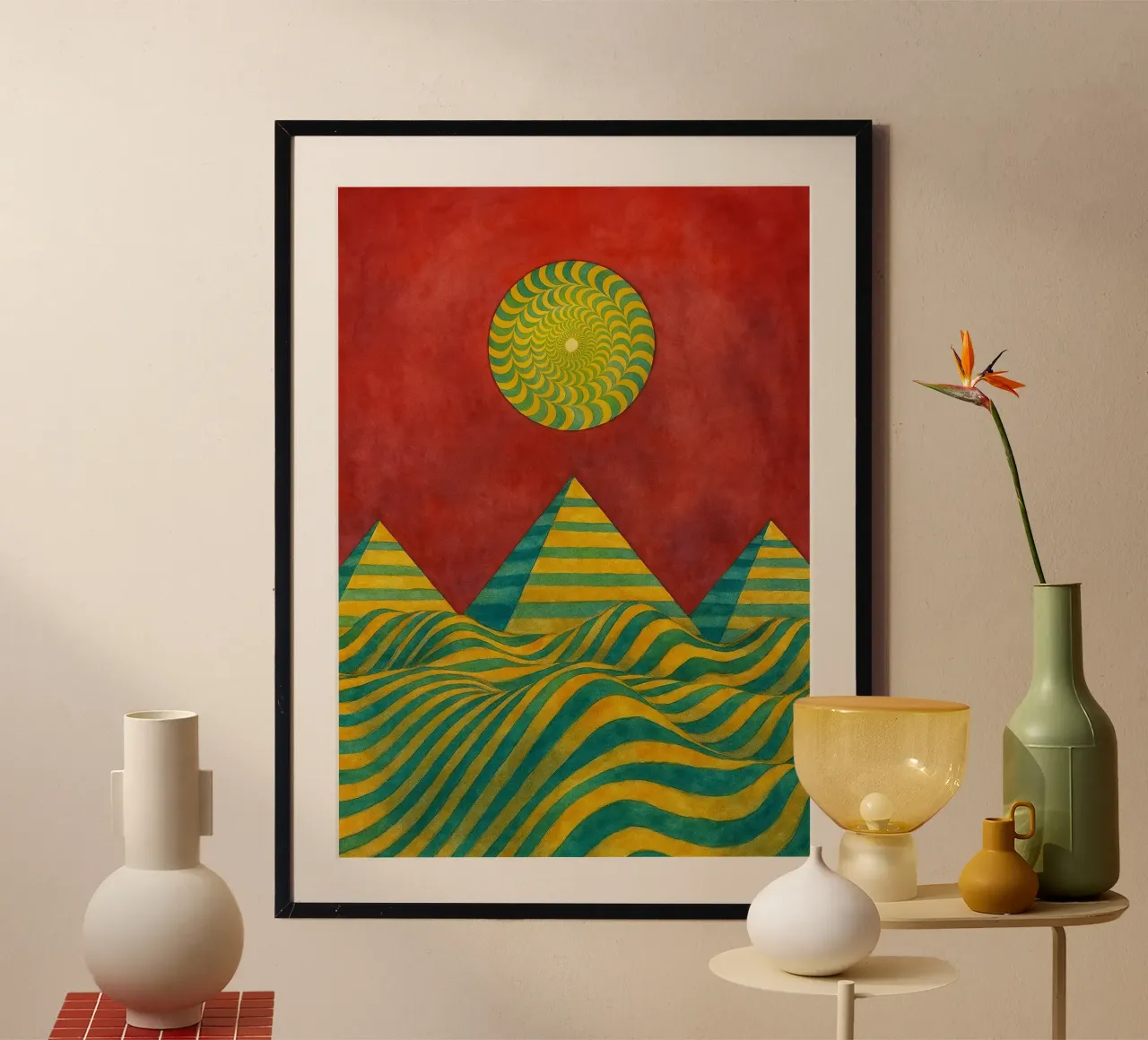 sun and mountain abstract drawing ilustration hahnemühle by Permatax