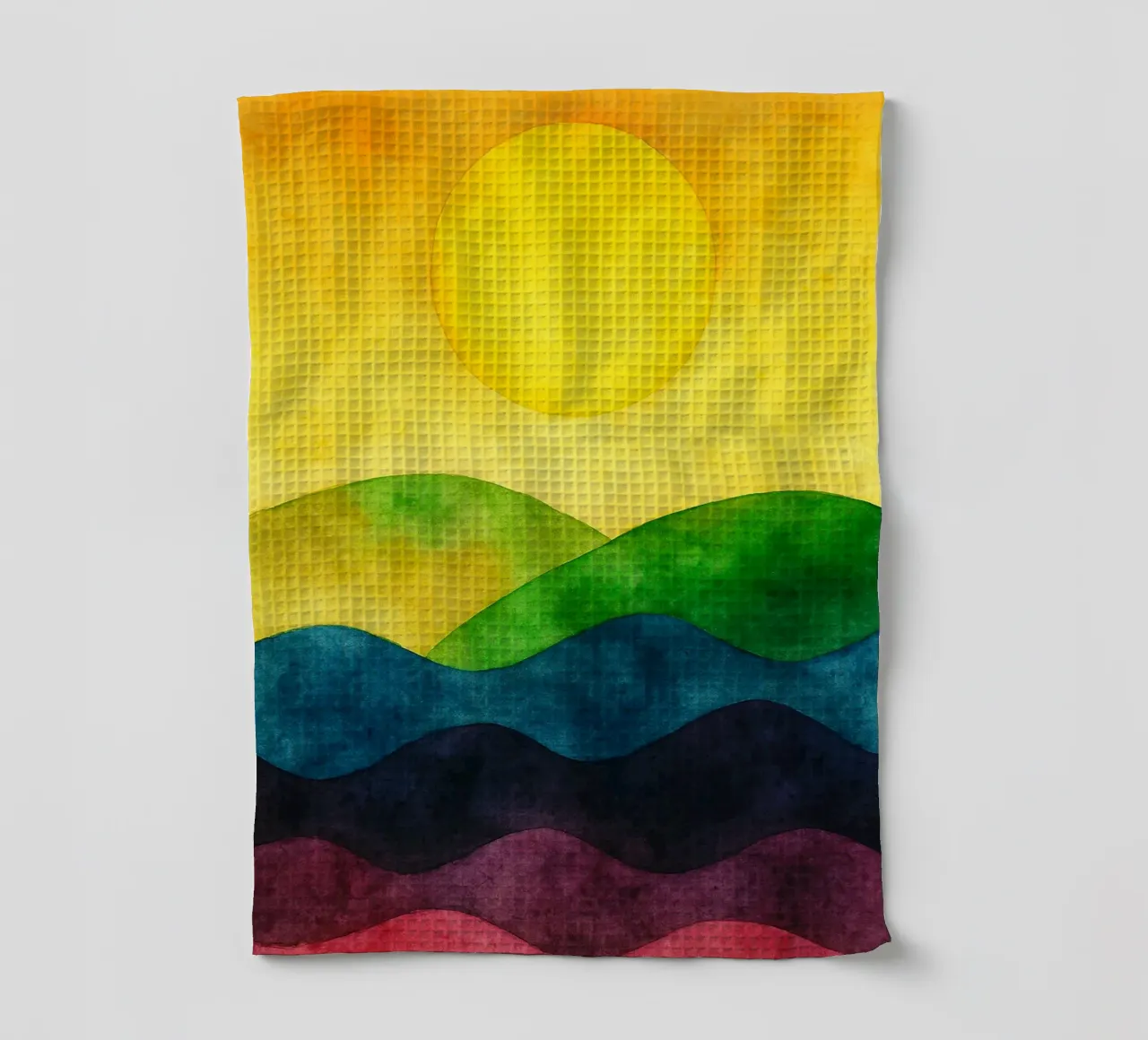 sun drawing ilustration tea towel by Permatax