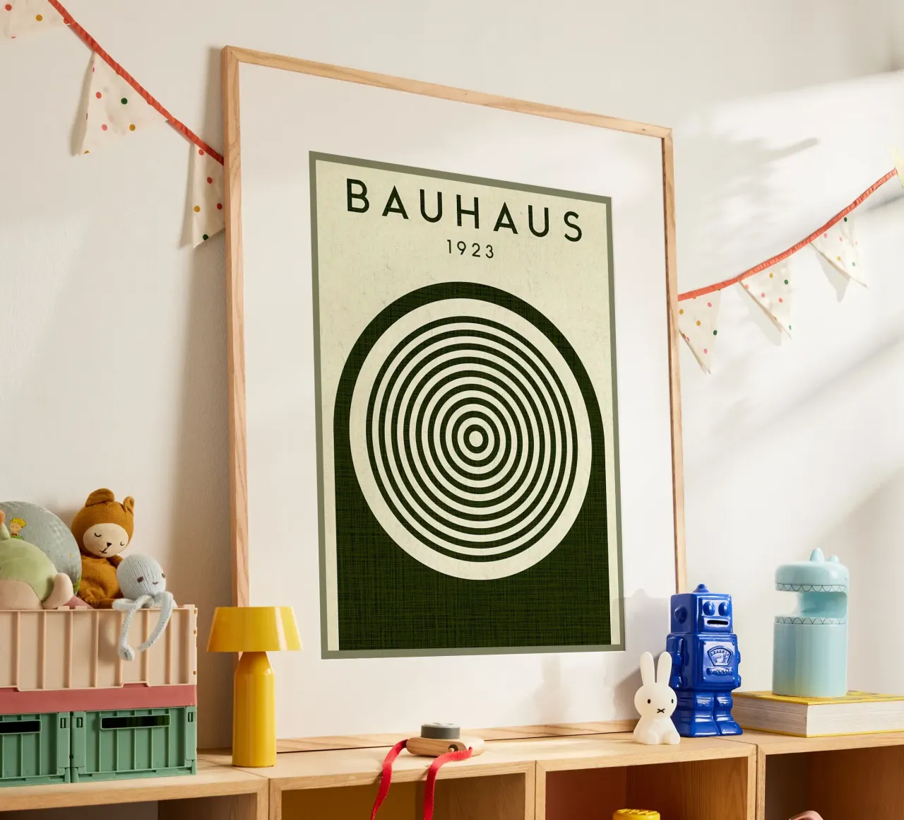 Bauhaus 1923 Manifesto minimalista poster con telaio in legno da Ashley Studio