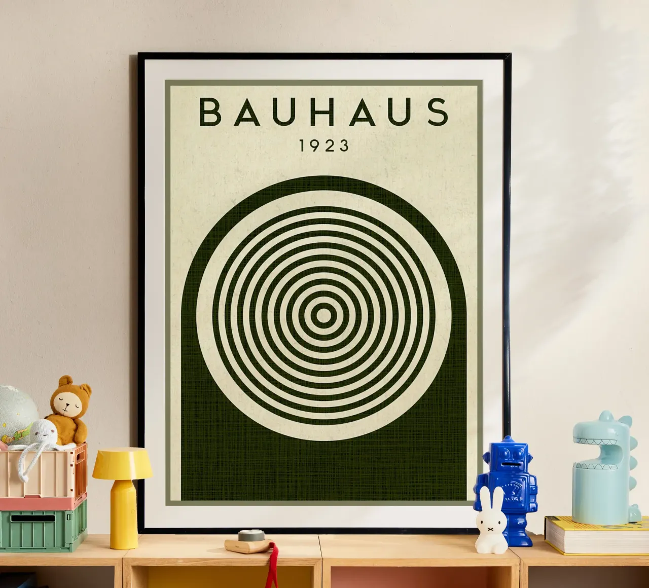Bauhaus 1923 Manifesto minimalista poster con telaio in legno da Ashley Studio