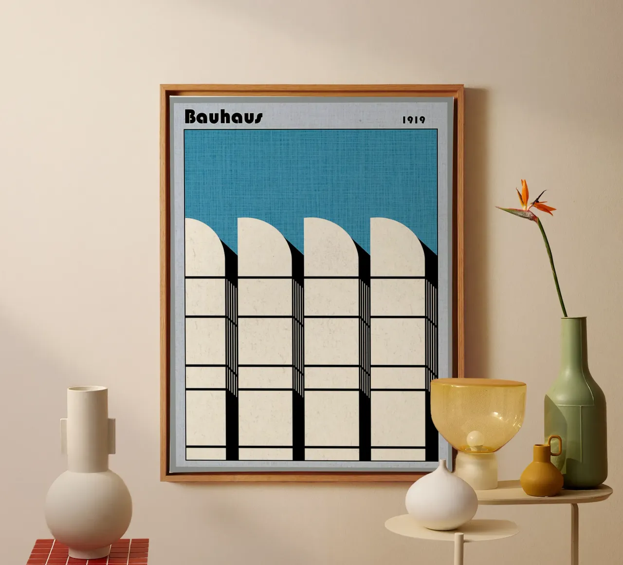 Poster Bauhaus 1919 tela con Cornice a cassetta da Ashley Studio