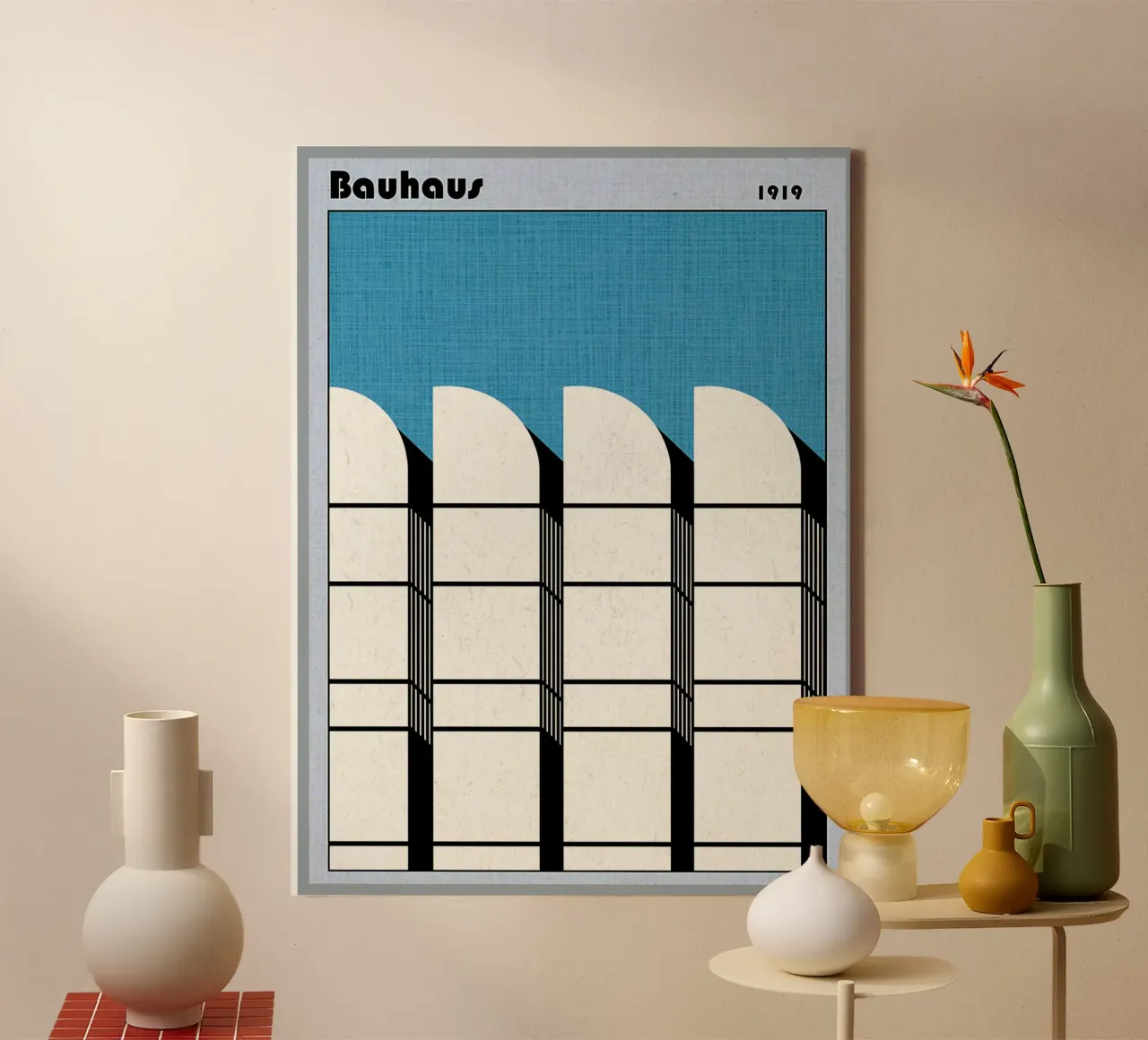 Poster Bauhaus 1919 tela con Cornice a cassetta da Ashley Studio