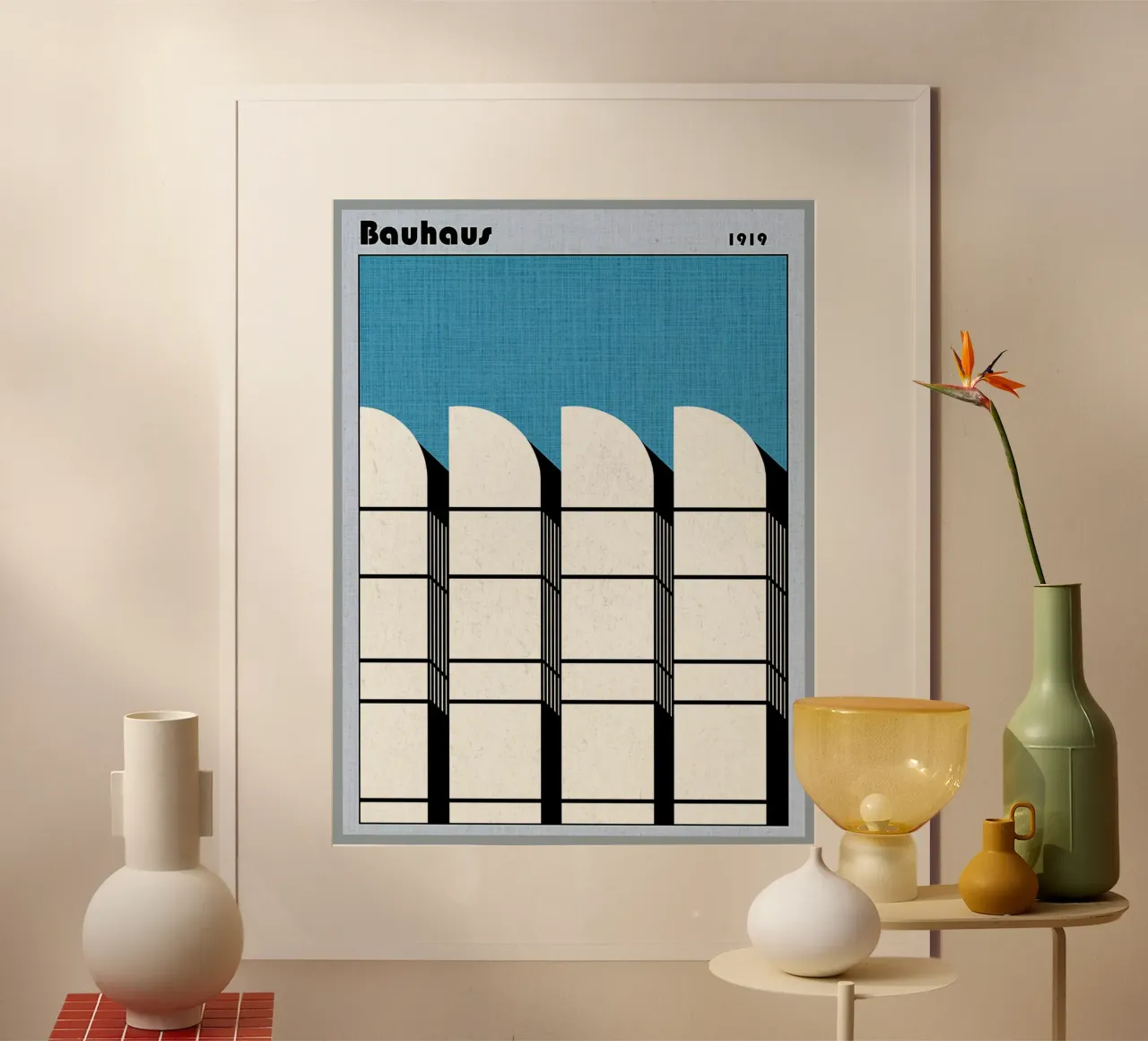 Poster Bauhaus 1919 poster con telaio in legno da Ashley Studio