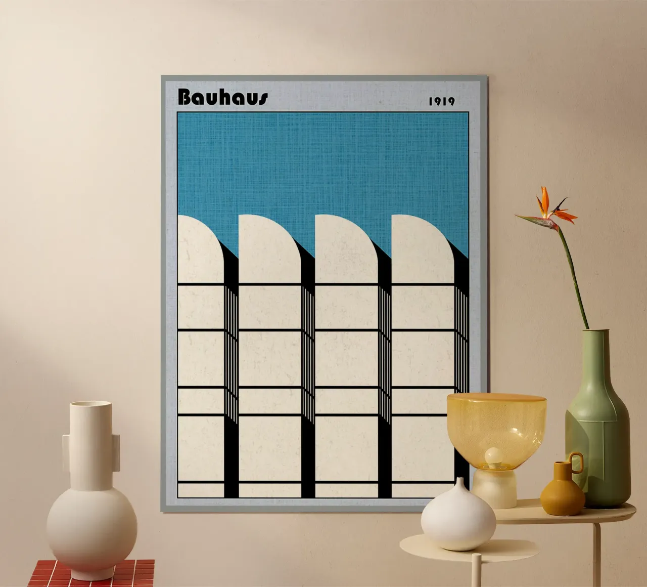 Poster Bauhaus 1919 poster con telaio in legno da Ashley Studio