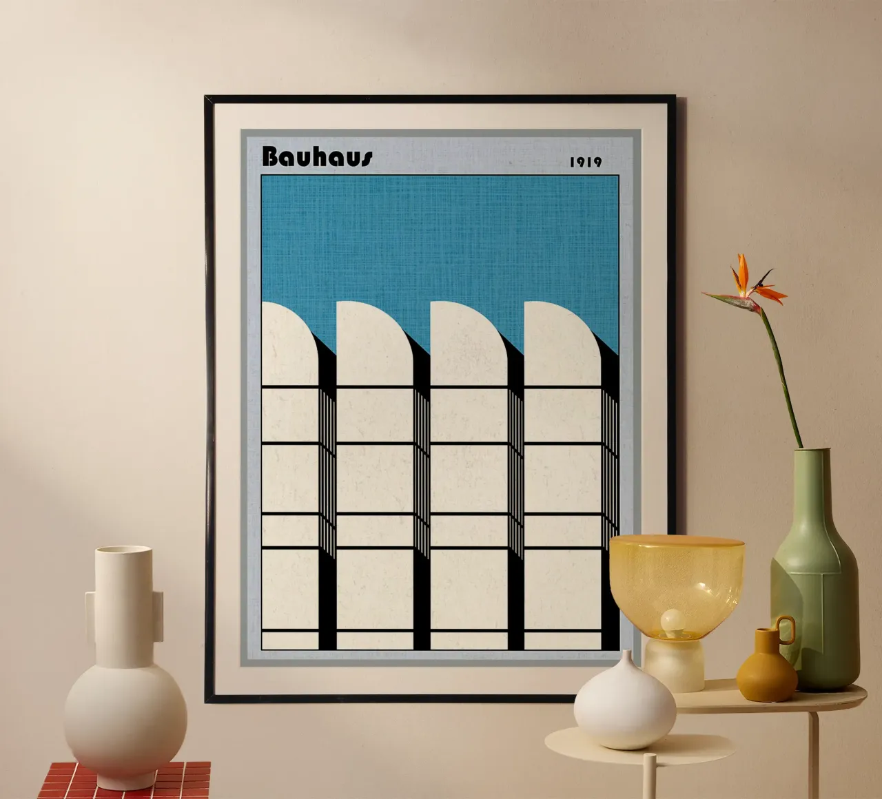 Poster Bauhaus 1919 poster con telaio in legno da Ashley Studio