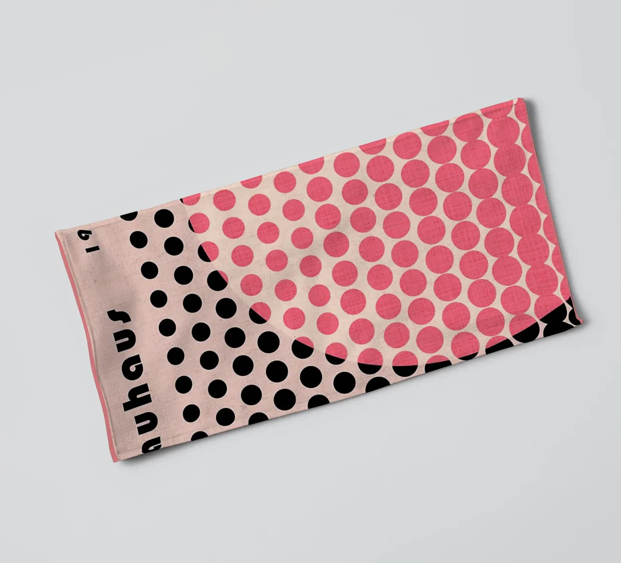 Bauhaus 1919 Pink and Black Circles towel by Ashley Studio