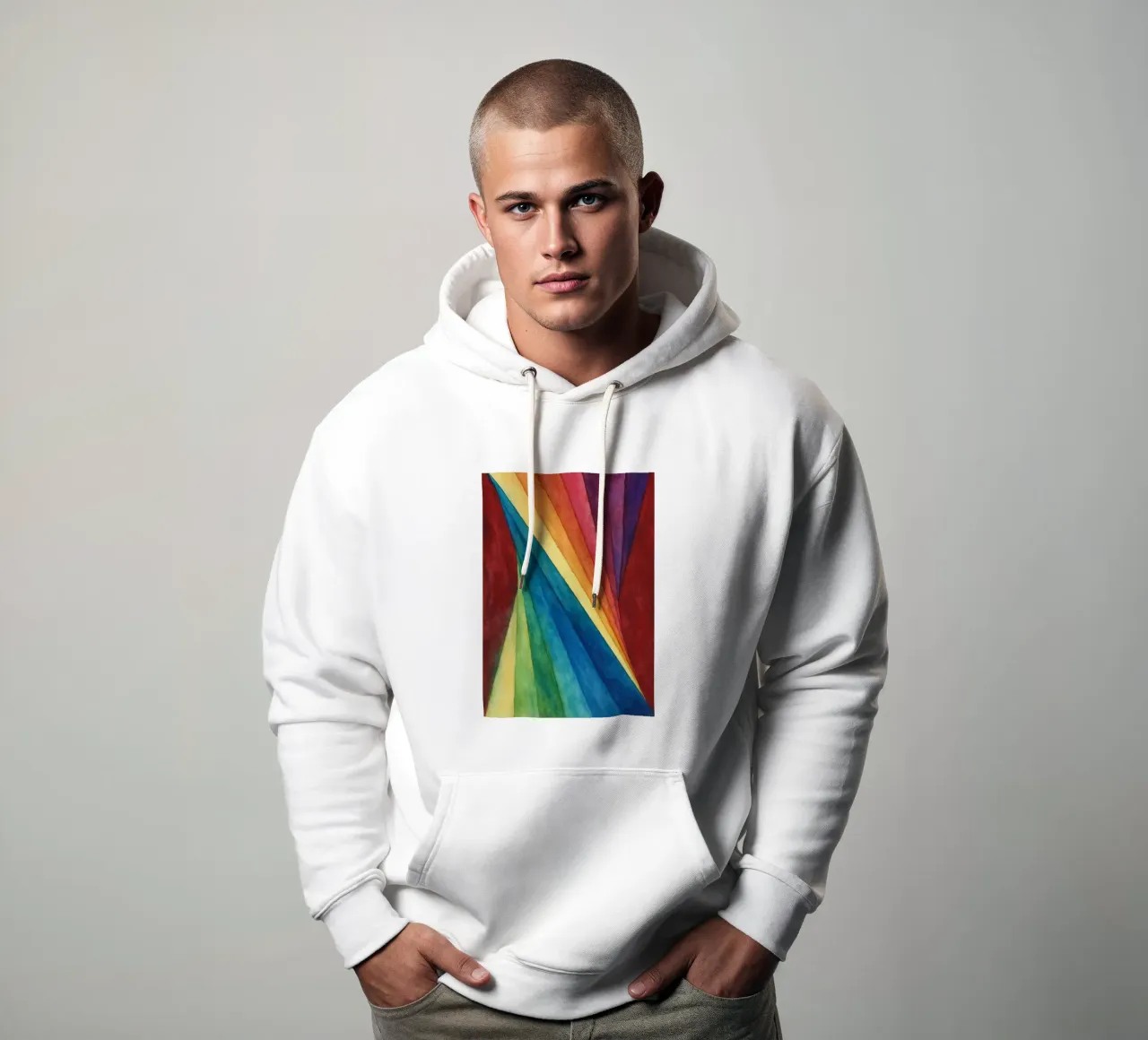 arcobaleno contorto disegno astratto ilustrazione felpa con cappuccio da Permatax