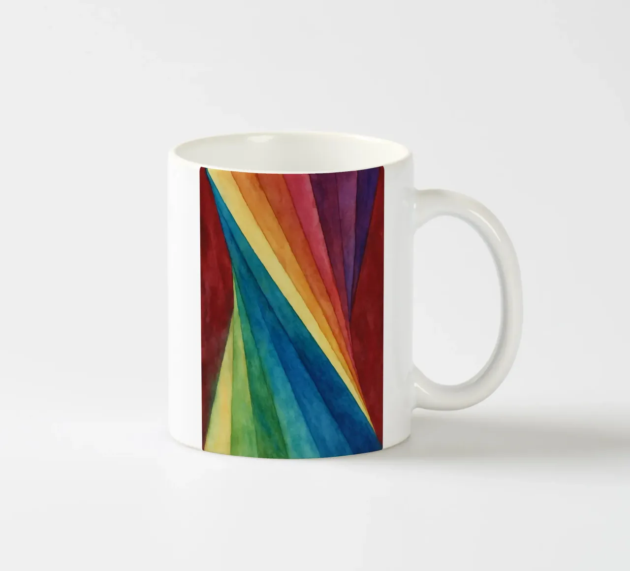 gedraaide regenboog abstracte tekening ilustratie keramische mok van Permatax