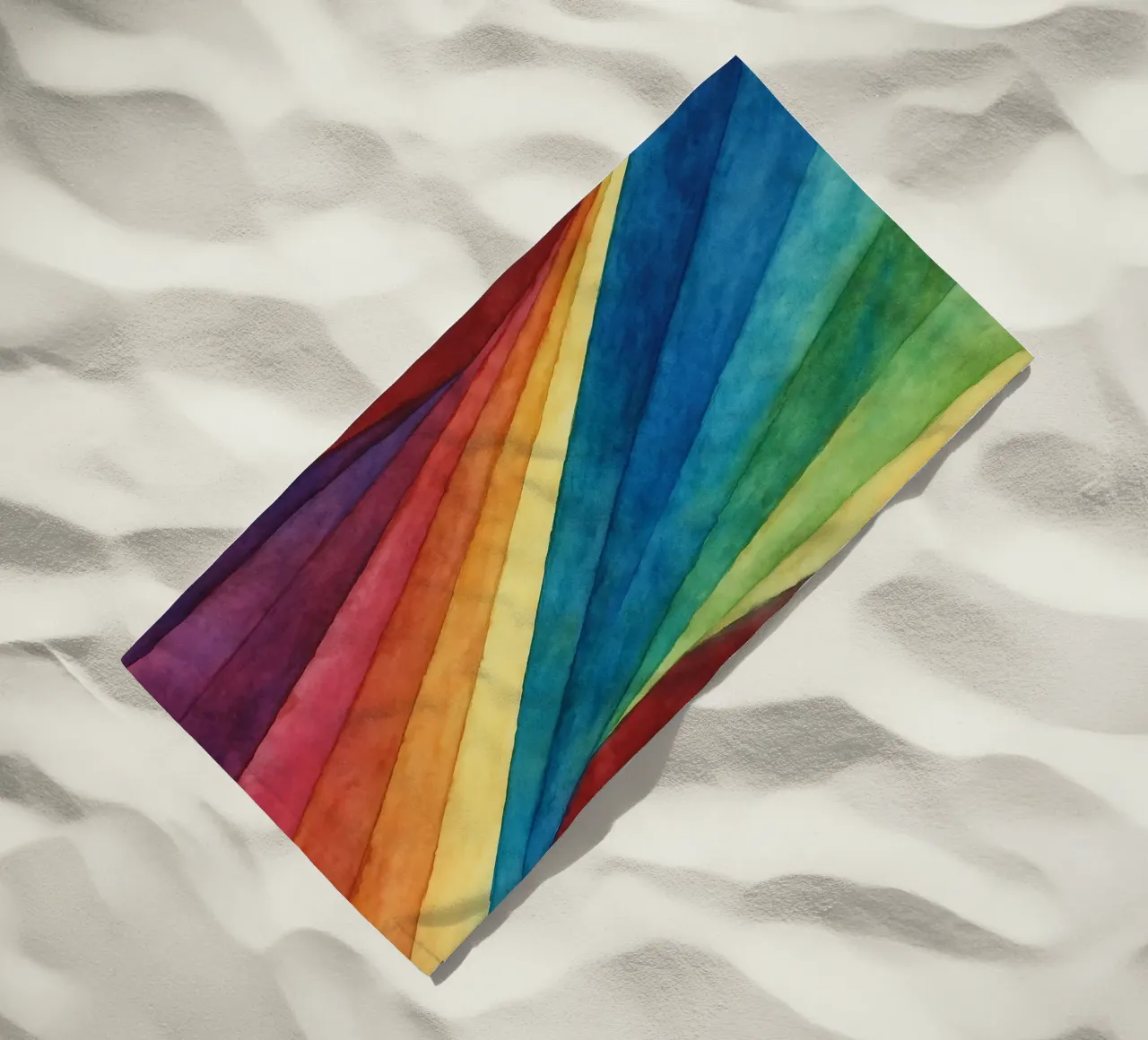 gedraaide regenboog abstracte tekening ilustratie strandhanddoek van Permatax