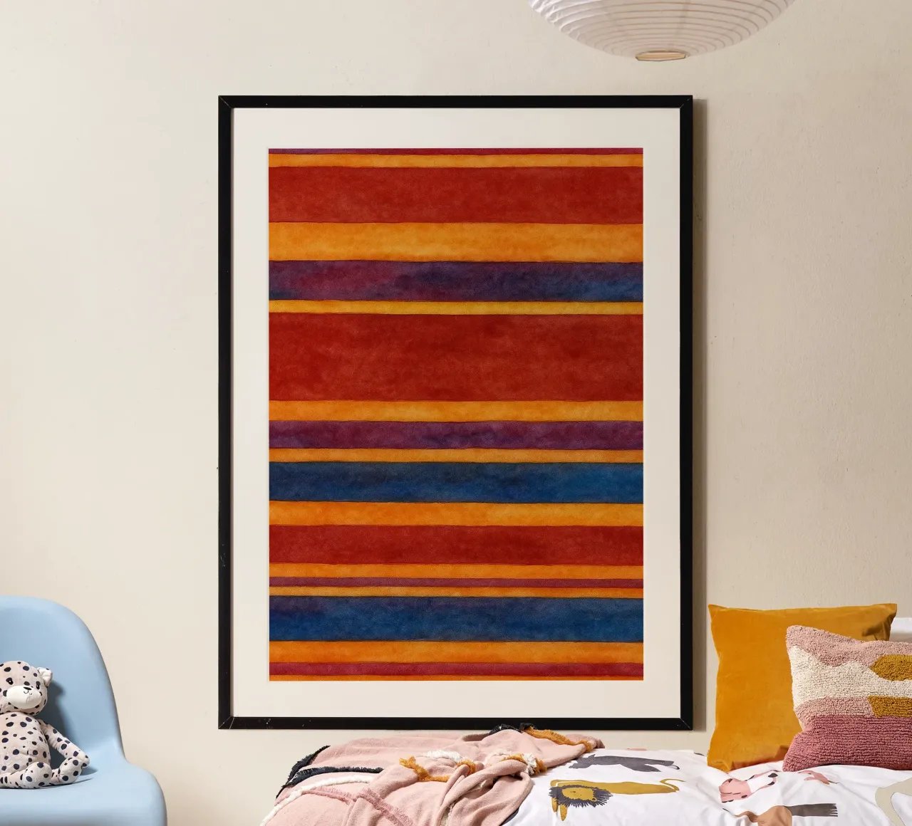 Linea verticale disegno astratto ilustrazione poster con telaio in legno da Permatax