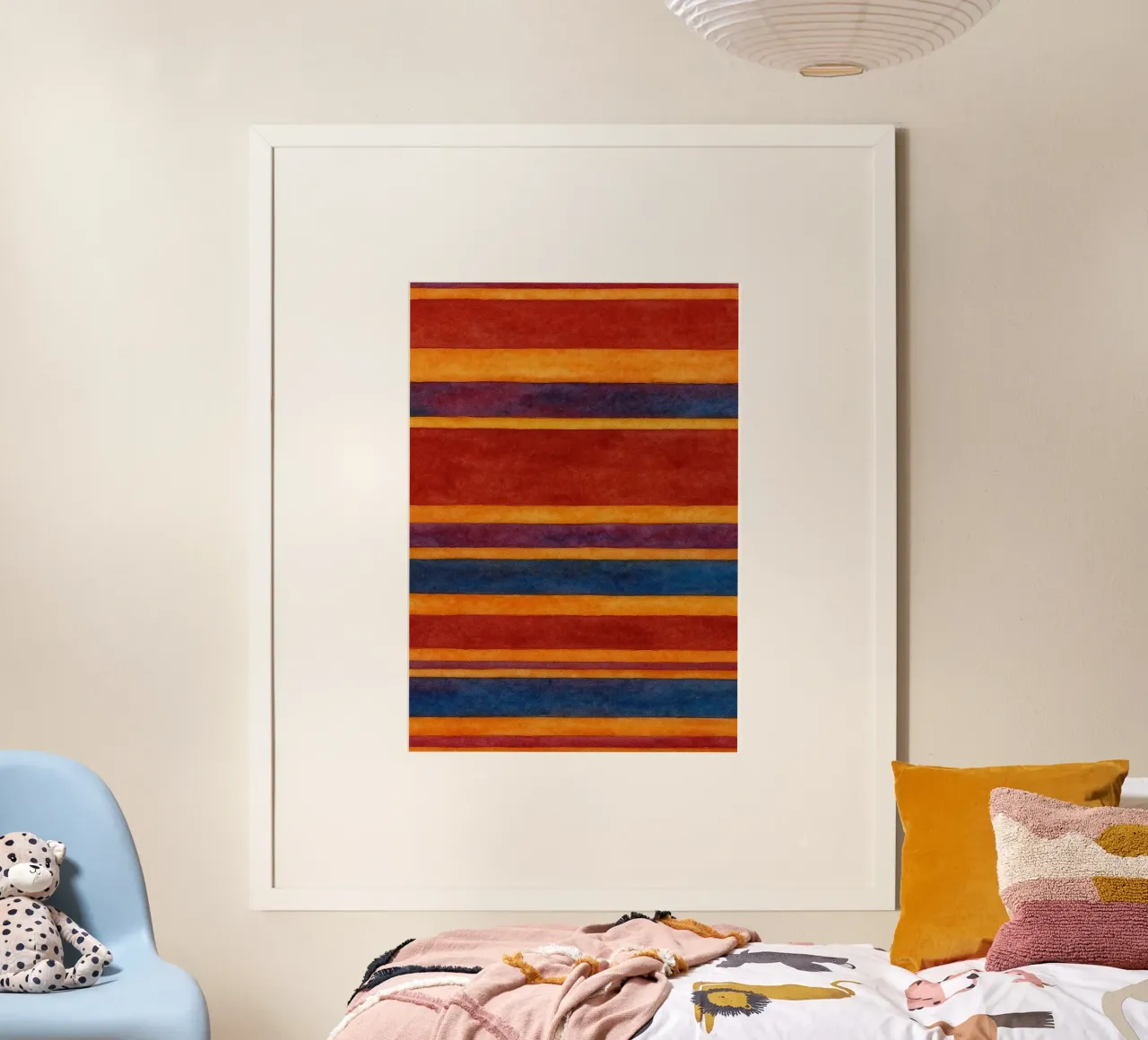Linea verticale disegno astratto ilustrazione poster con telaio in legno da Permatax