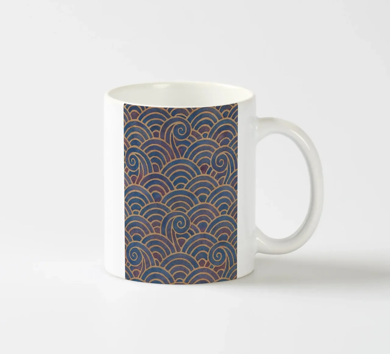 wave in the sea abstract drawing ilustration ceramic mug by Permatax