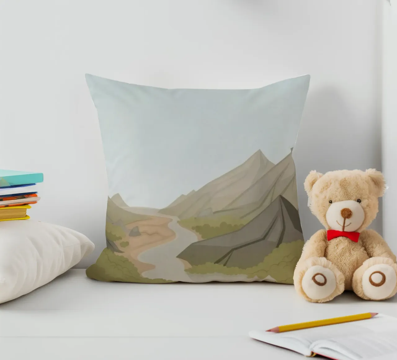 countryside terrain decorative cushion by twillight