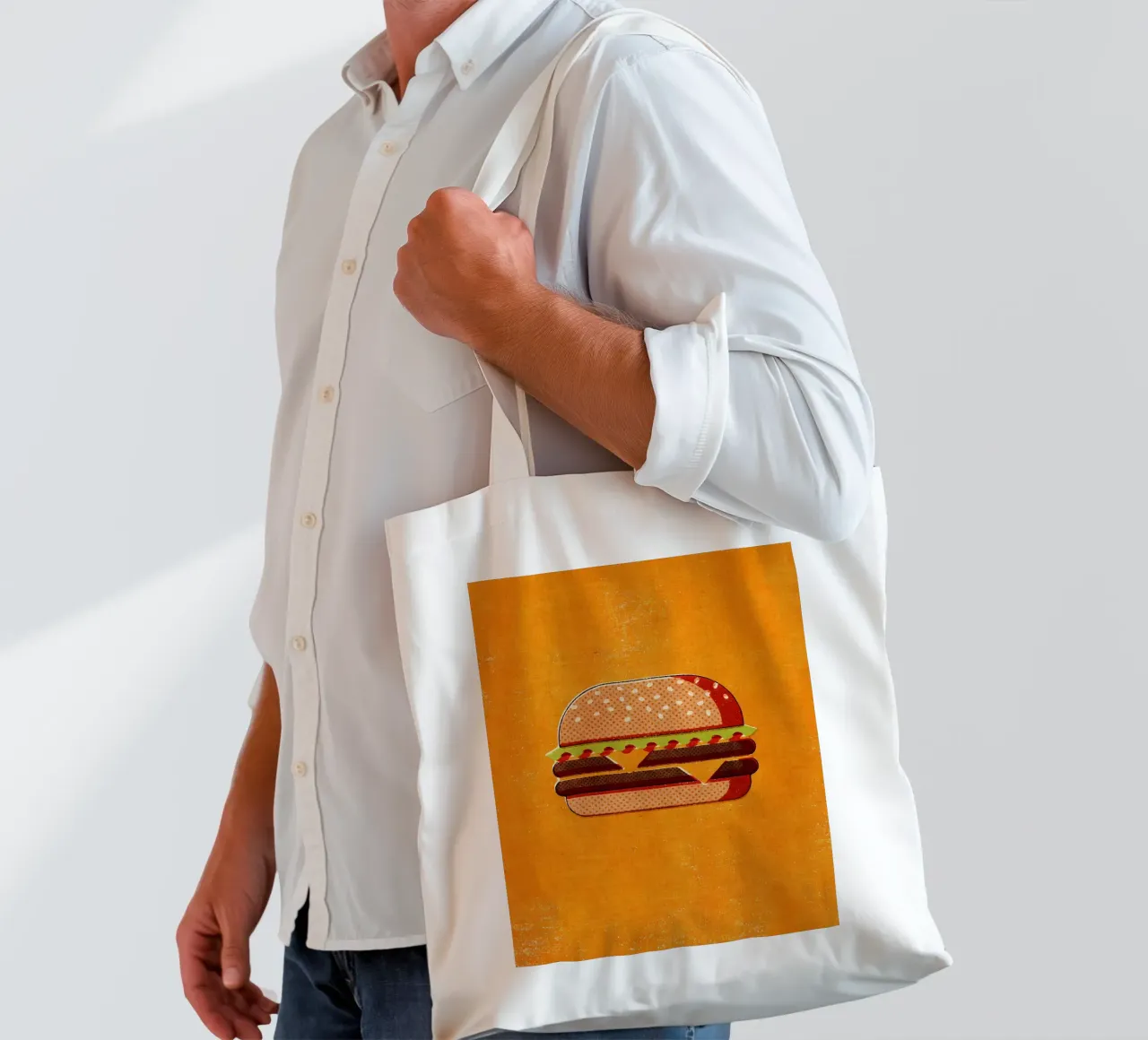 Hamburger borsa in juta da Matlock Studio