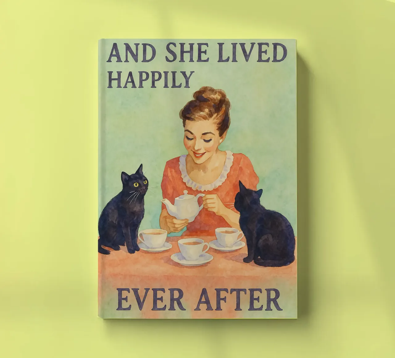 and she lived happily aver after cat drawing notebook by Botania
