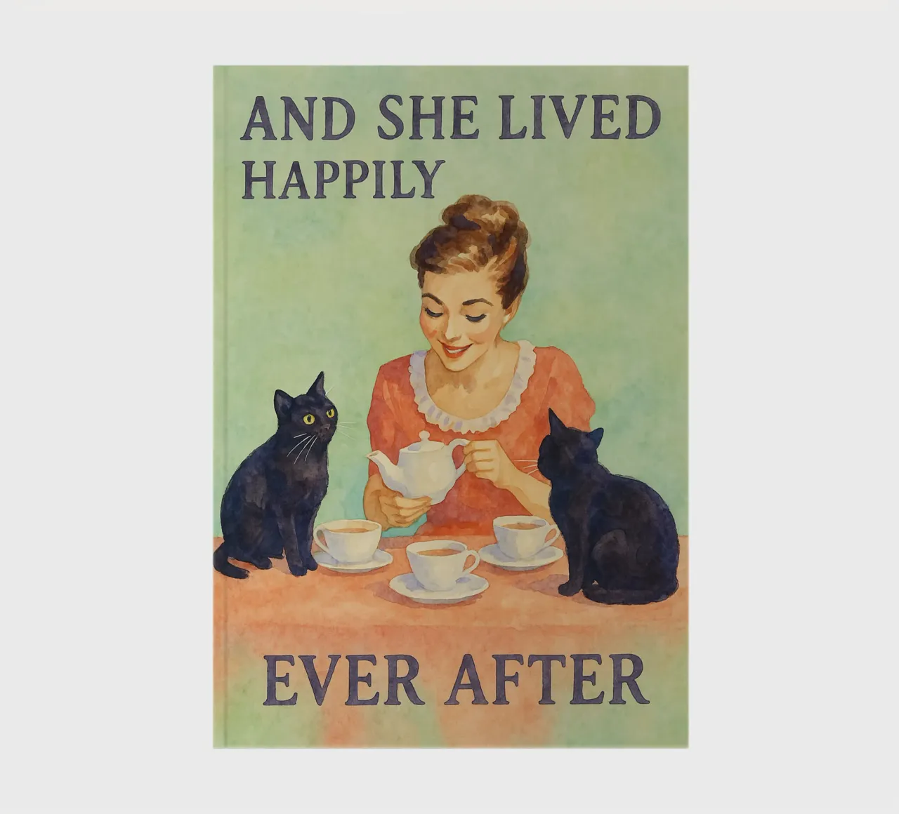 and she lived happily aver after cat drawing notebook by Botania