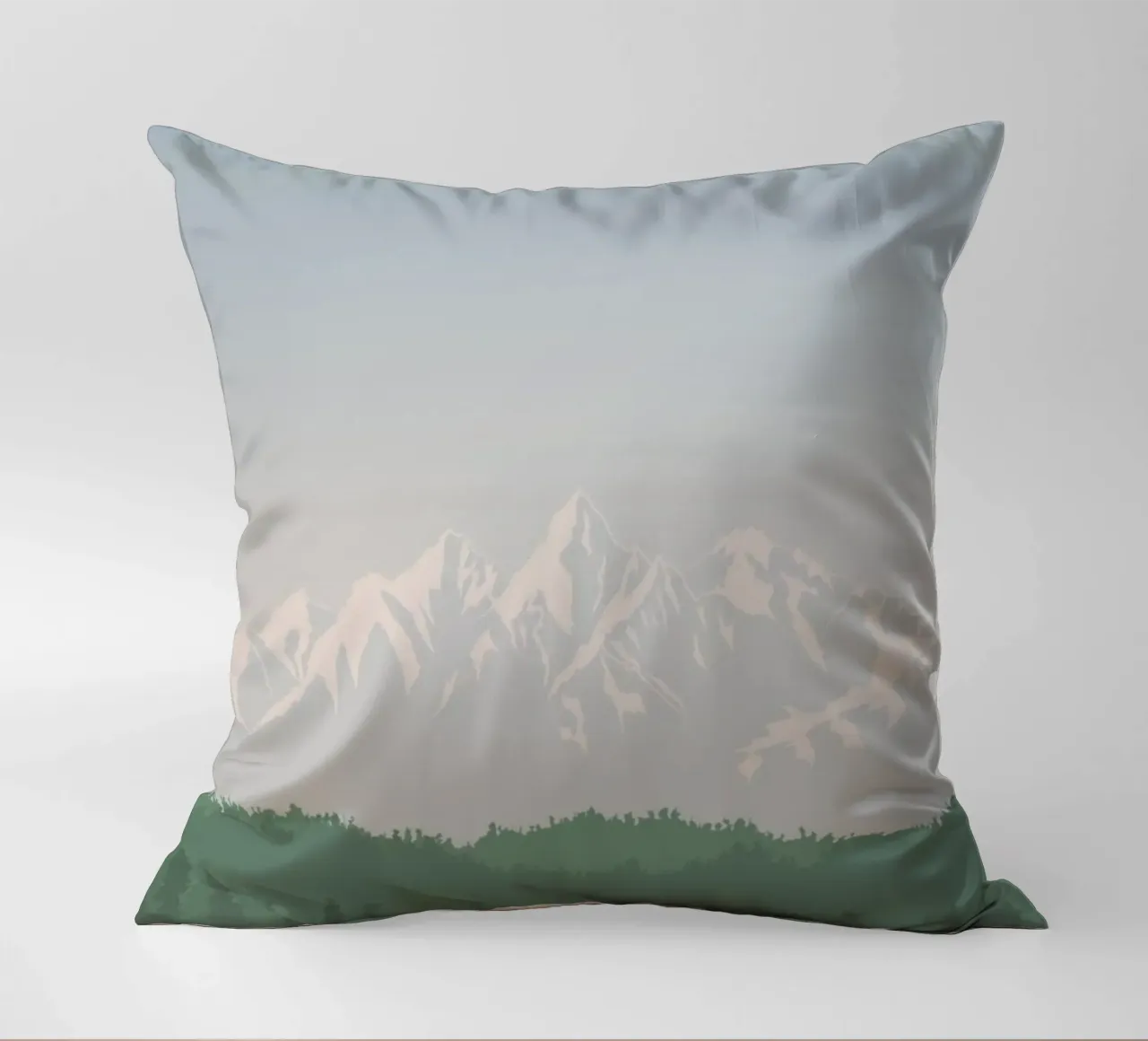 snowcapped peaks tree line cuscino da prindy