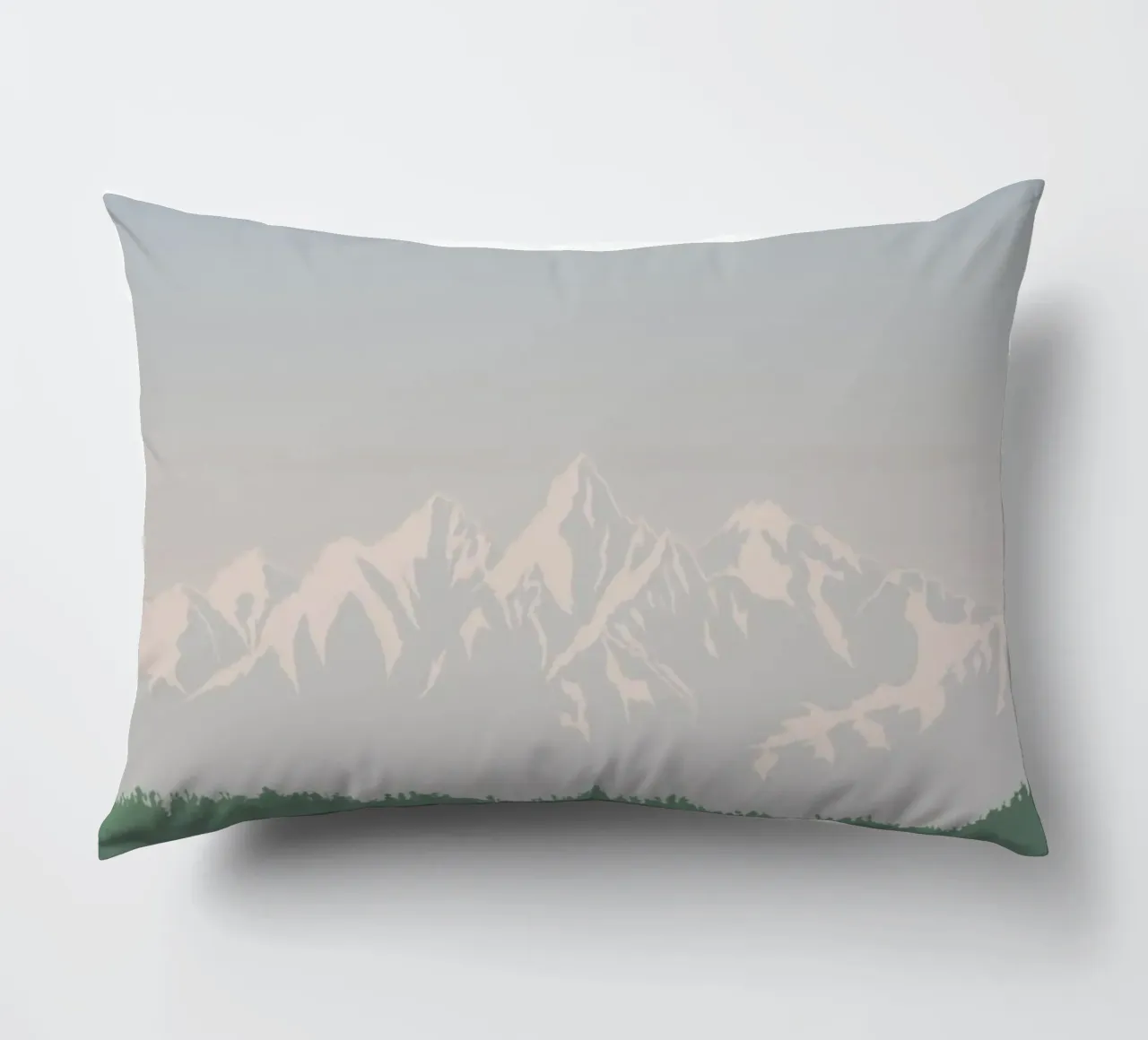 snowcapped peaks tree line cuscino da prindy