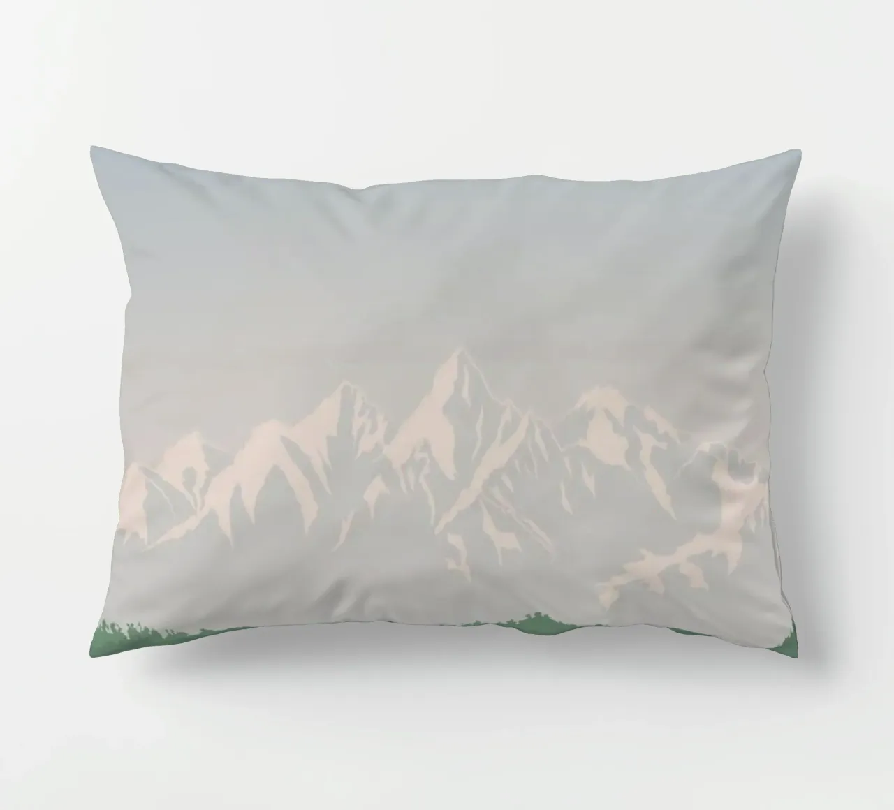 snowcapped peaks tree line cuscino da prindy