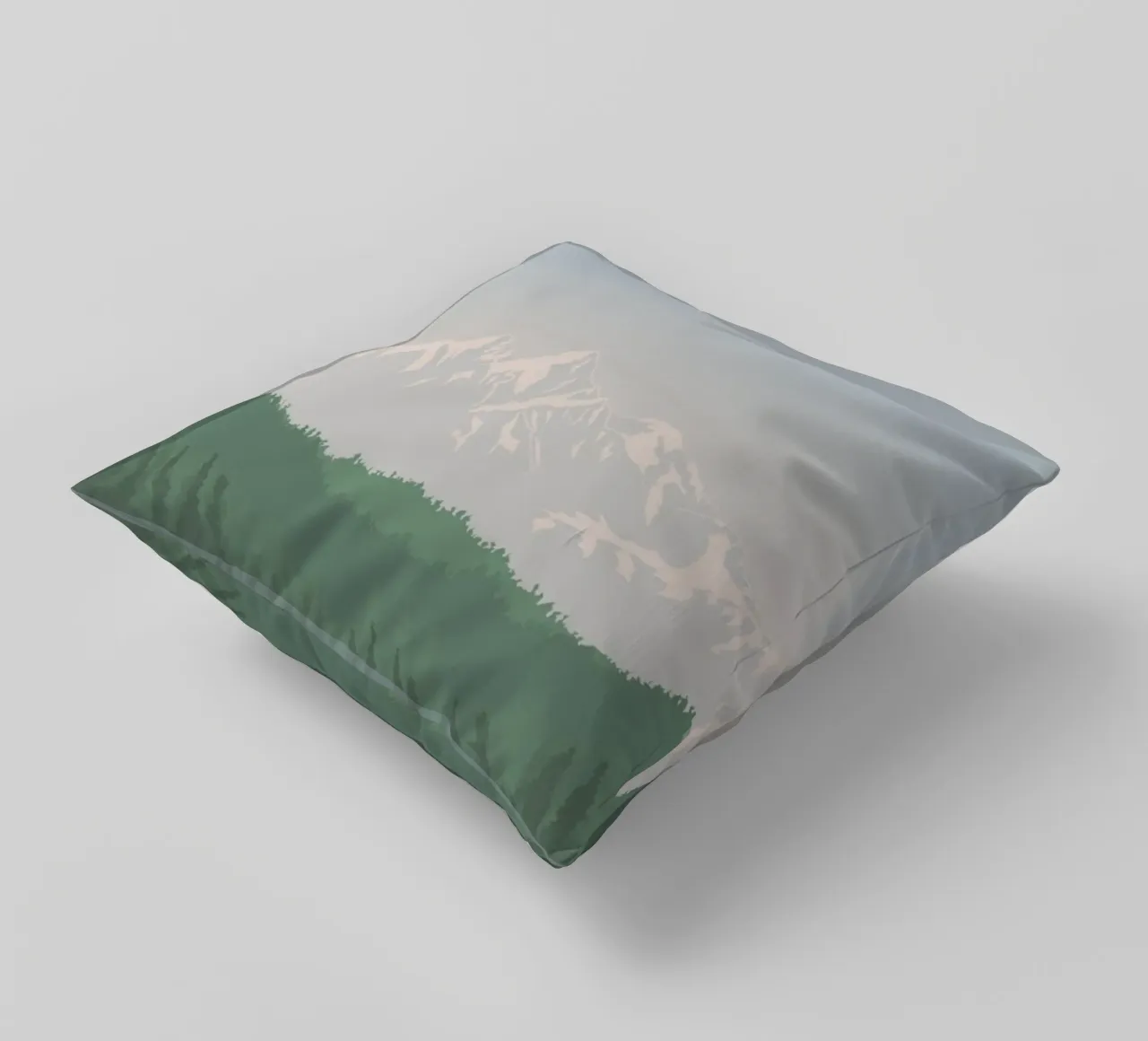 snowcapped peaks tree line cuscino da prindy