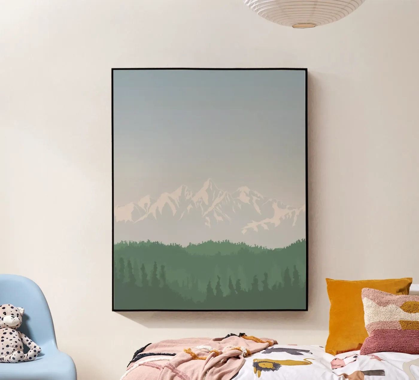 snowcapped peaks tree line plexiglass da prindy