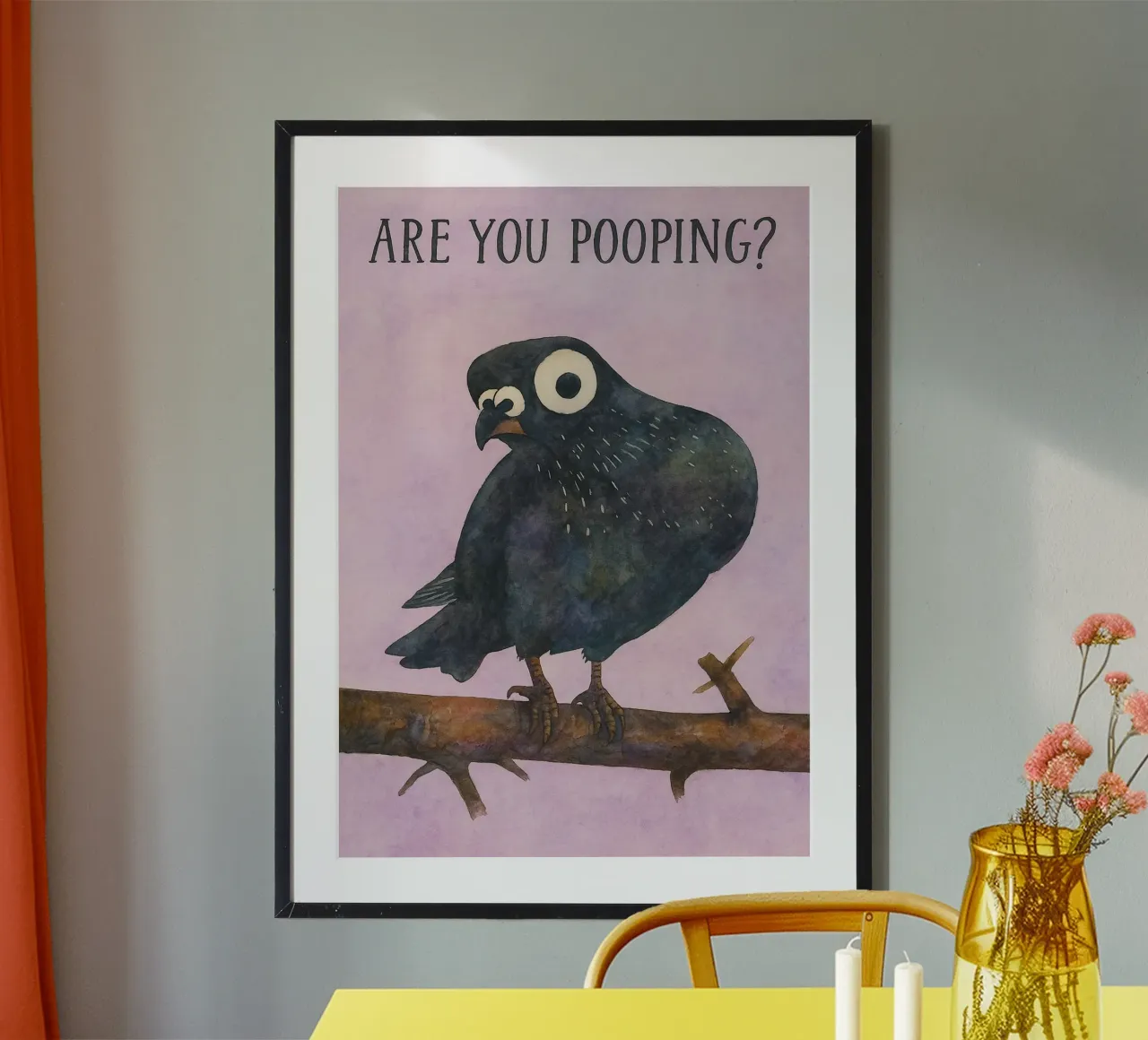 ¿estás cagando dibujo pájaro negro poster de Botania