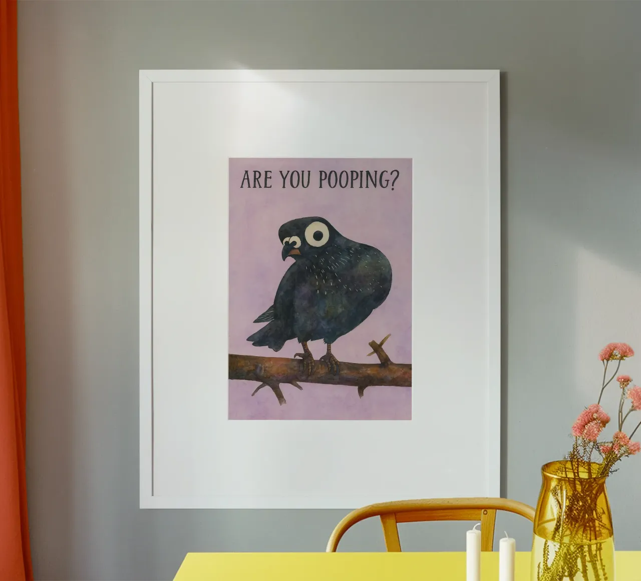 ¿estás cagando dibujo pájaro negro poster de Botania