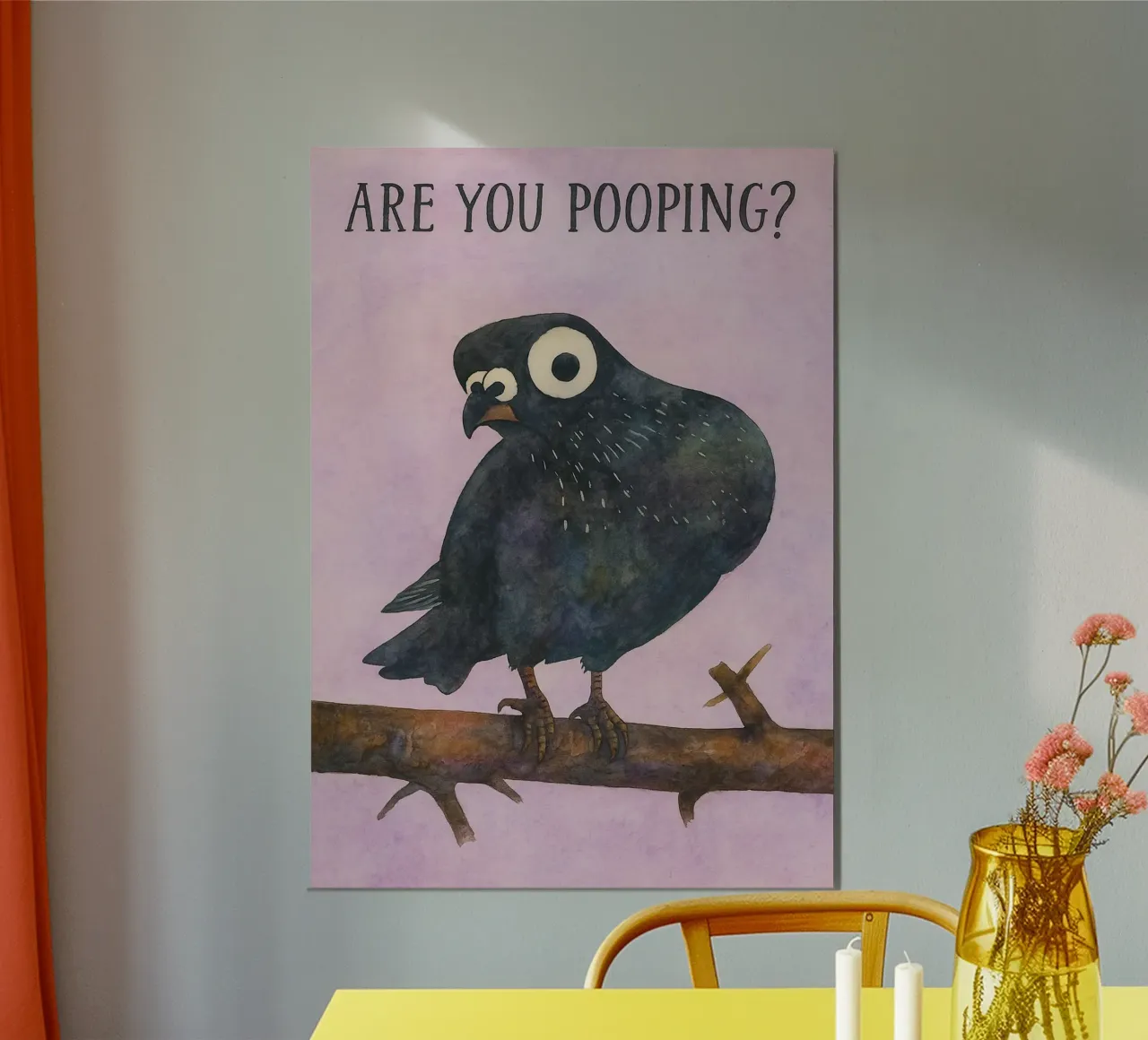 ¿estás cagando dibujo pájaro negro poster de Botania