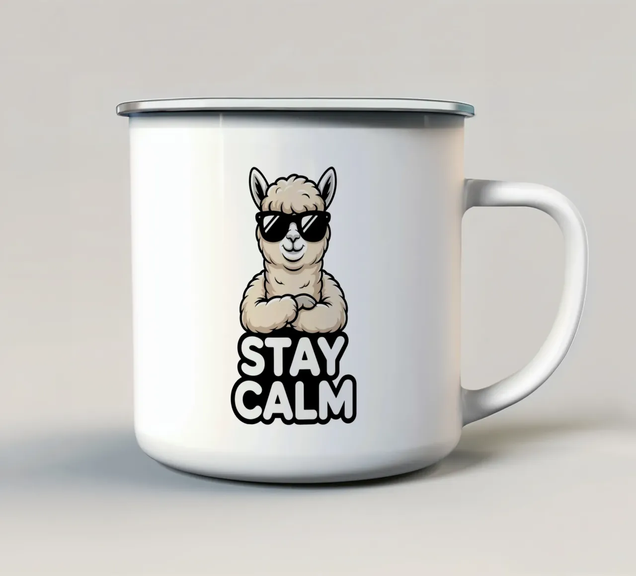 Stay Calm Alpaka tazza in smalto da Shirtfantastisch