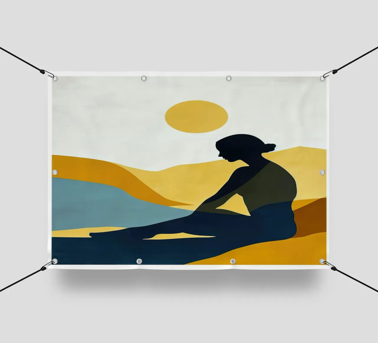 Silhouette di donna, minimalismo 1 telo in pvc da Blue Water